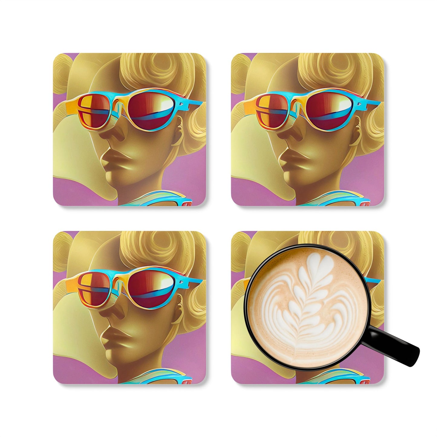 Retro Cool Pink - Cork Back Coaster Set - iSAW Company