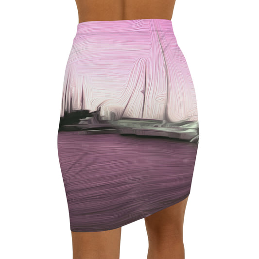 The Sleeping Yachts (at Evening) - Womens Pencil Skirt - iSAW Company