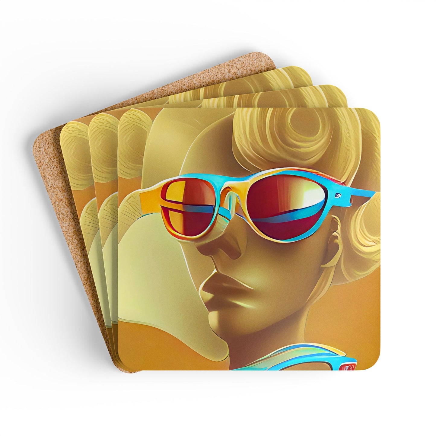 Retro Cool Orange - Cork Back Coaster Set - iSAW Company