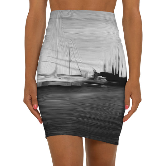 The Sleeping Yachts (at Night) - Womens Pencil Skirt - iSAW Company