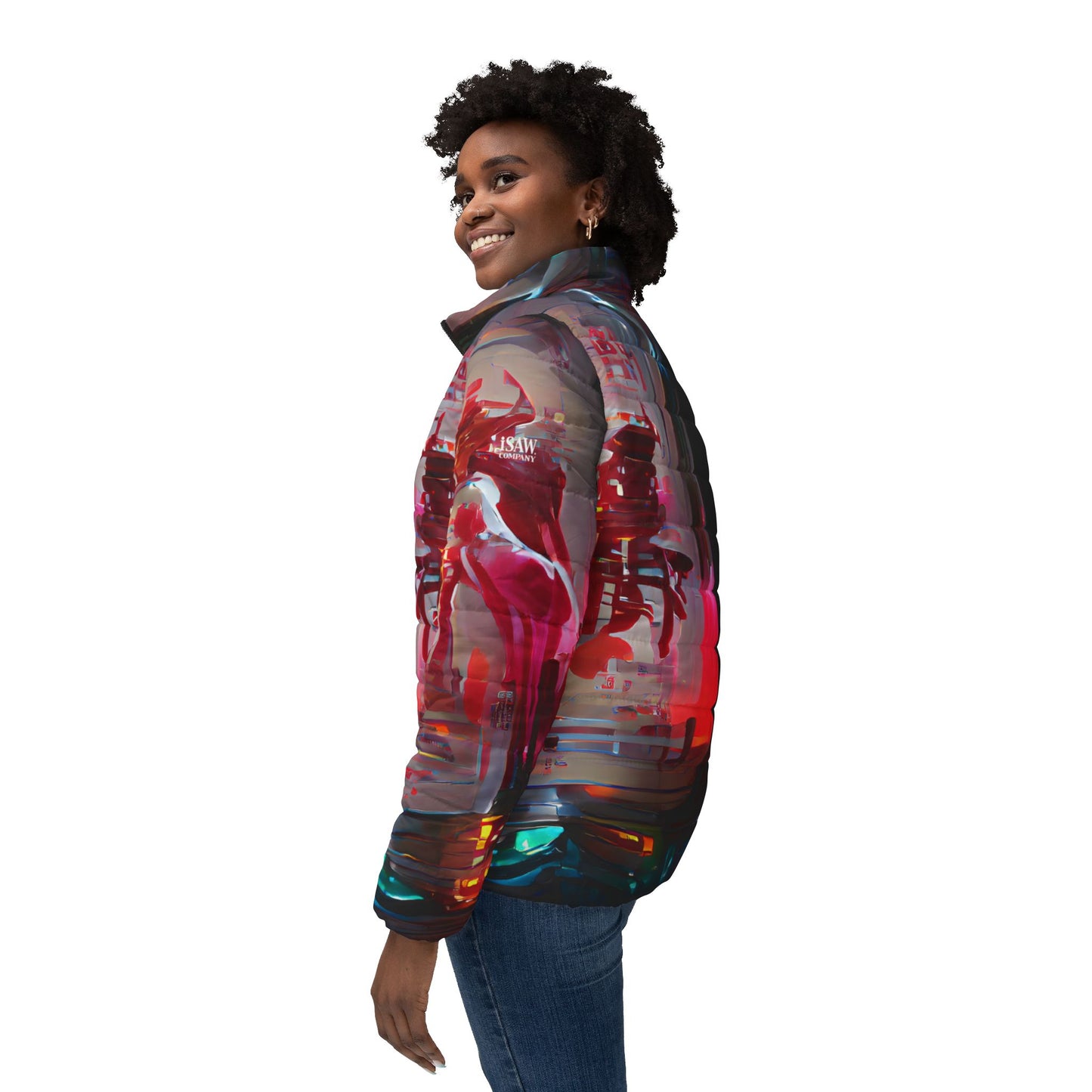 Half Black Half Báijiǔ - Womens Puffer Jacket - iSAW Company