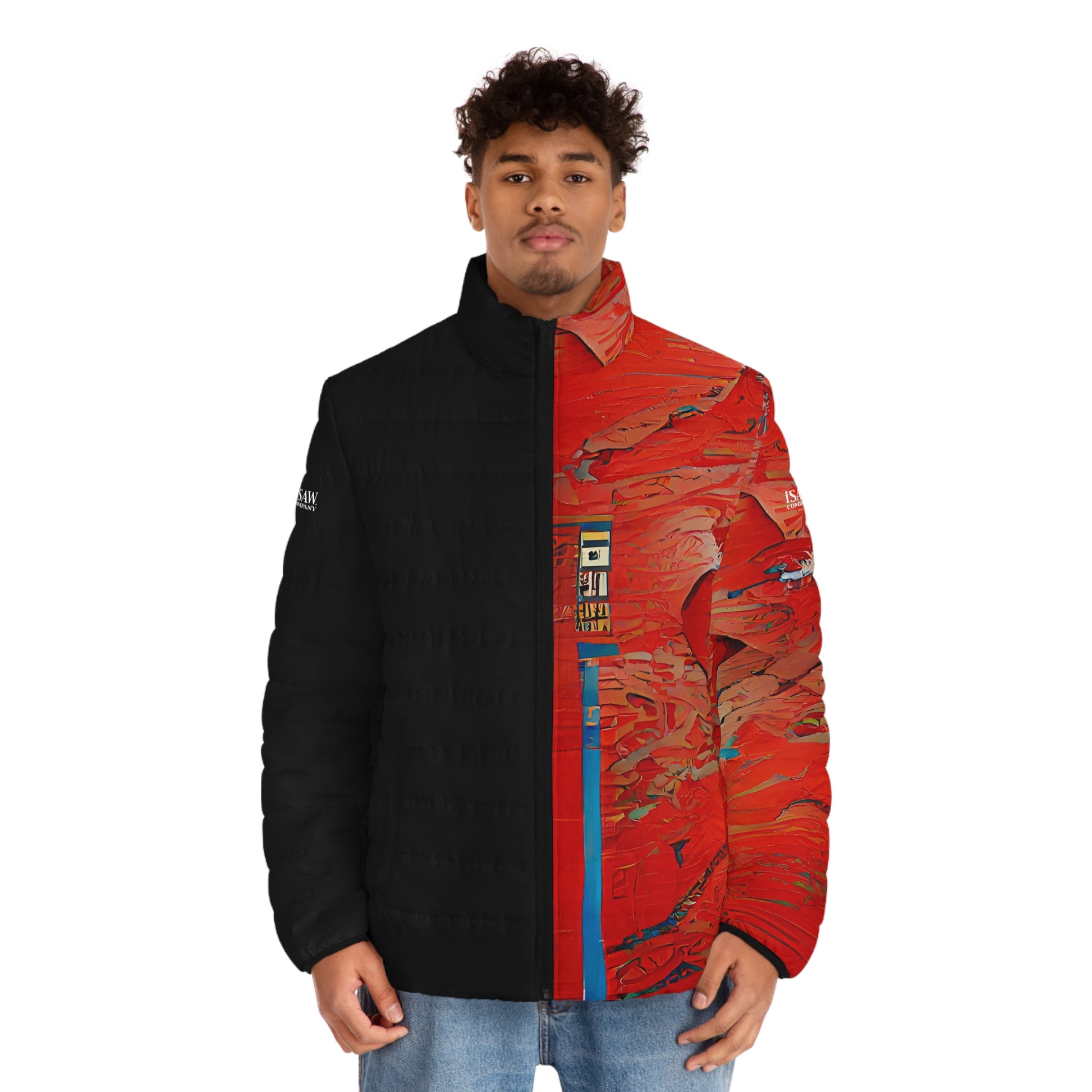 Half Black Half Hónghǎi - Mens Puffer Jacket - iSAW Company