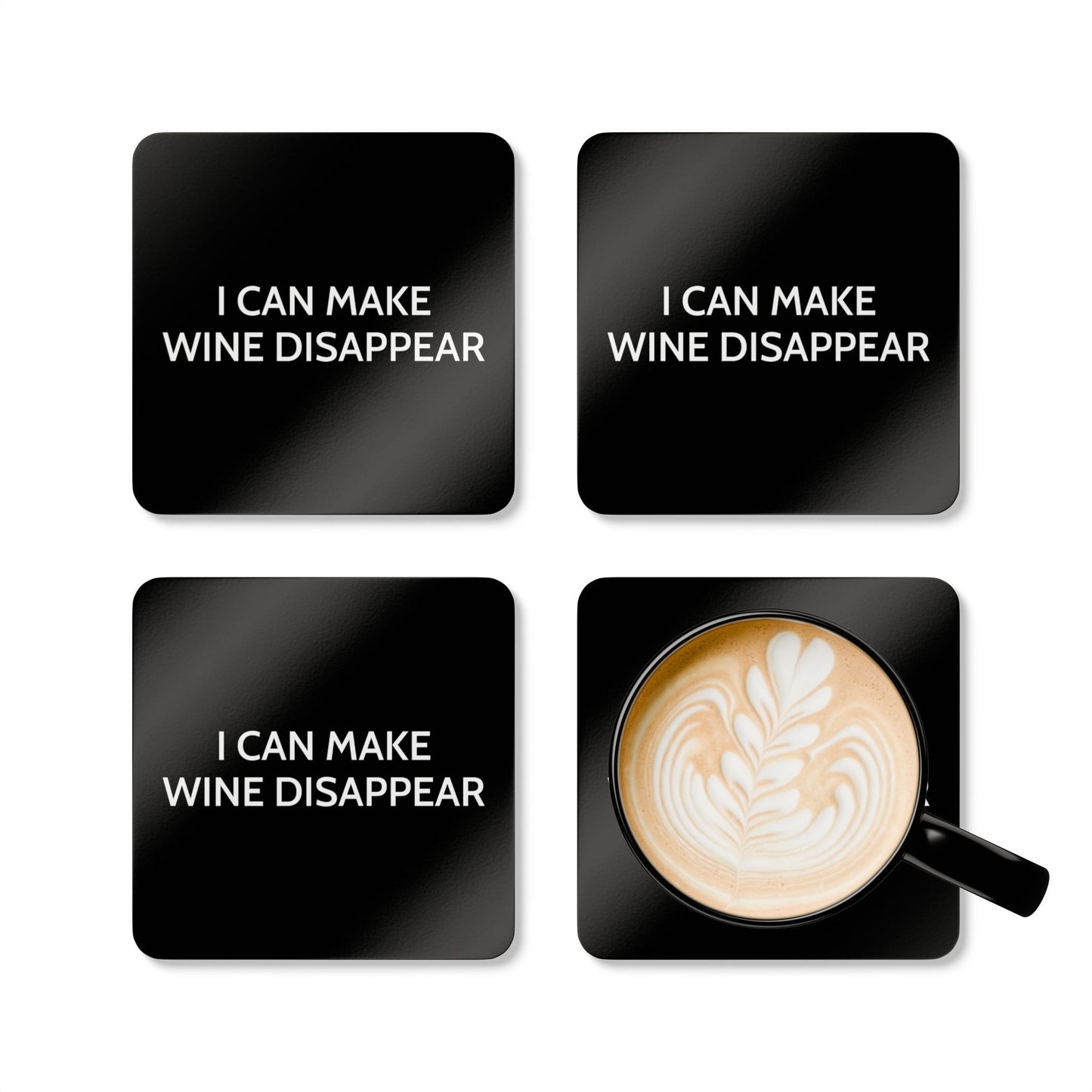 I Can Make Wine Disappear - Black Cork Back Coaster Set - iSAW Company