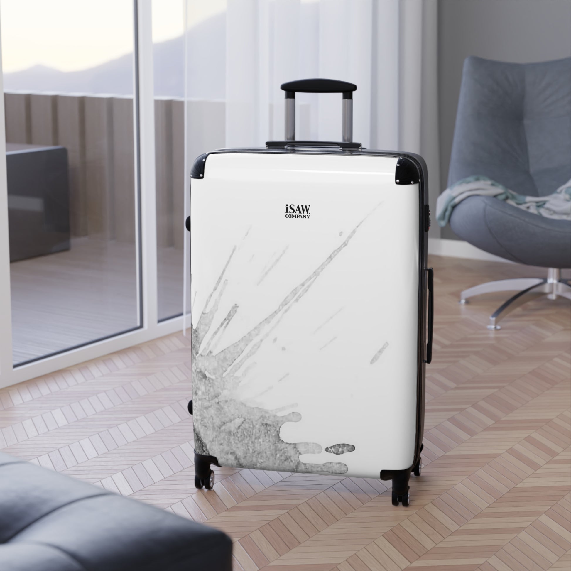 Watercolour Grey Splash - Hard - Shell Suitcase - iSAW Company