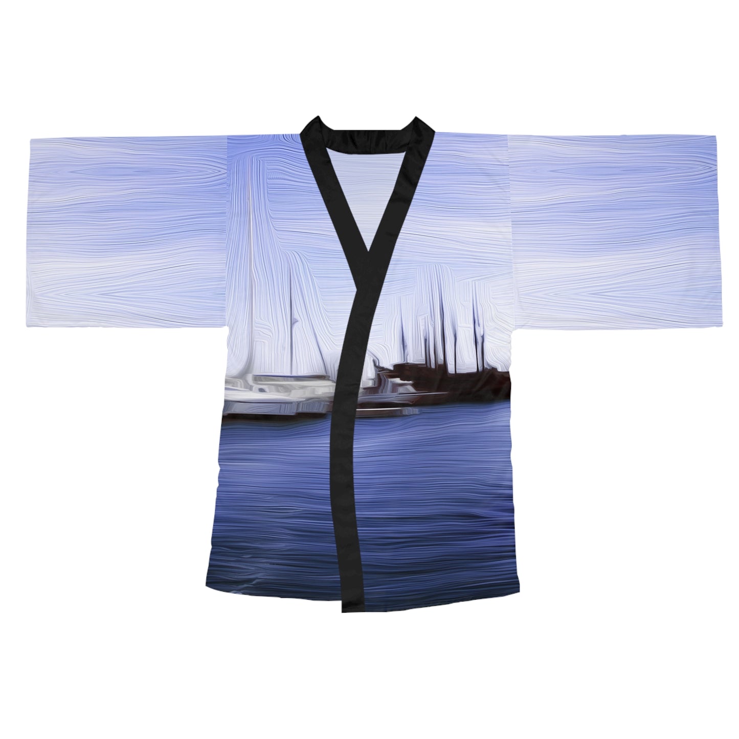 The Sleeping Yachts (at Afternoon) - Womens Long Sleeve Kimono Robe - iSAW Company