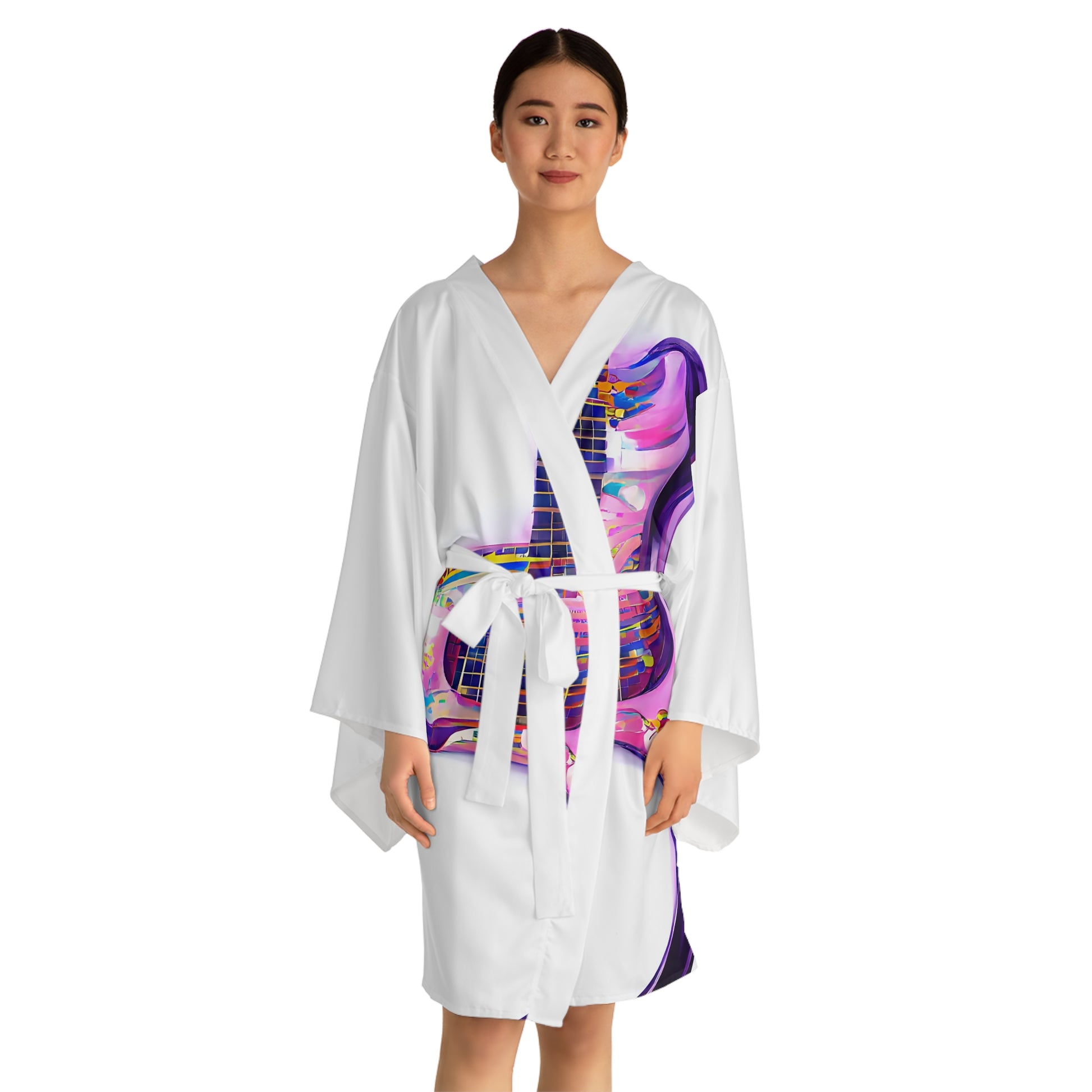 Hippie Guitar - Womens Long Sleeve Kimono Robe - iSAW Company