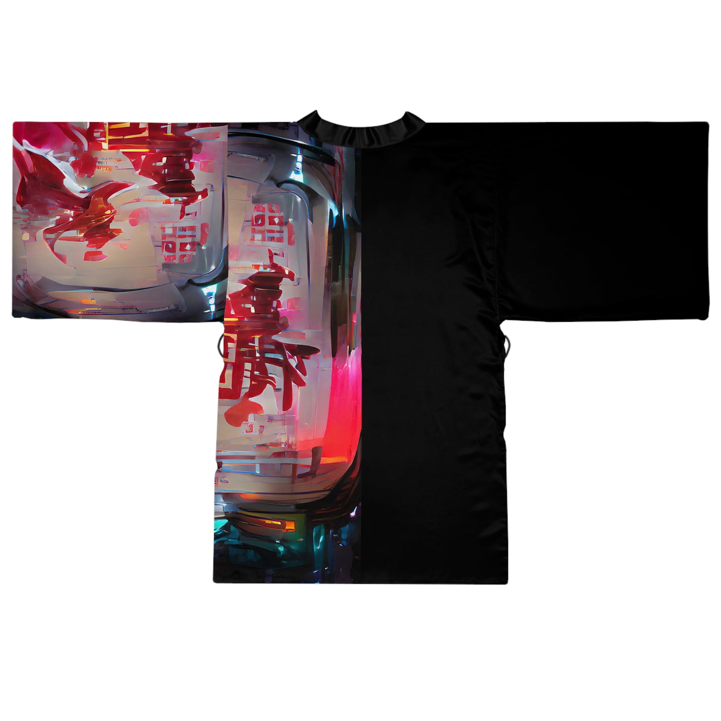 Half Black Half Báijiǔ - Womens Long Sleeve Kimono Robe - iSAW Company