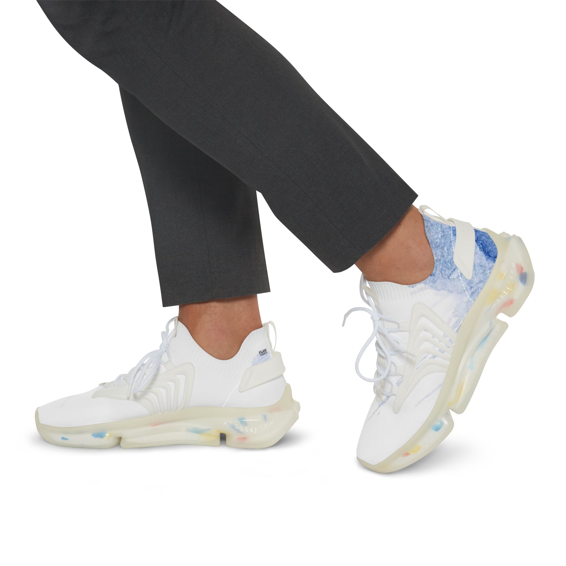 Watercolour Blue Splash - Mens Mesh Street Sneakers - iSAW Company