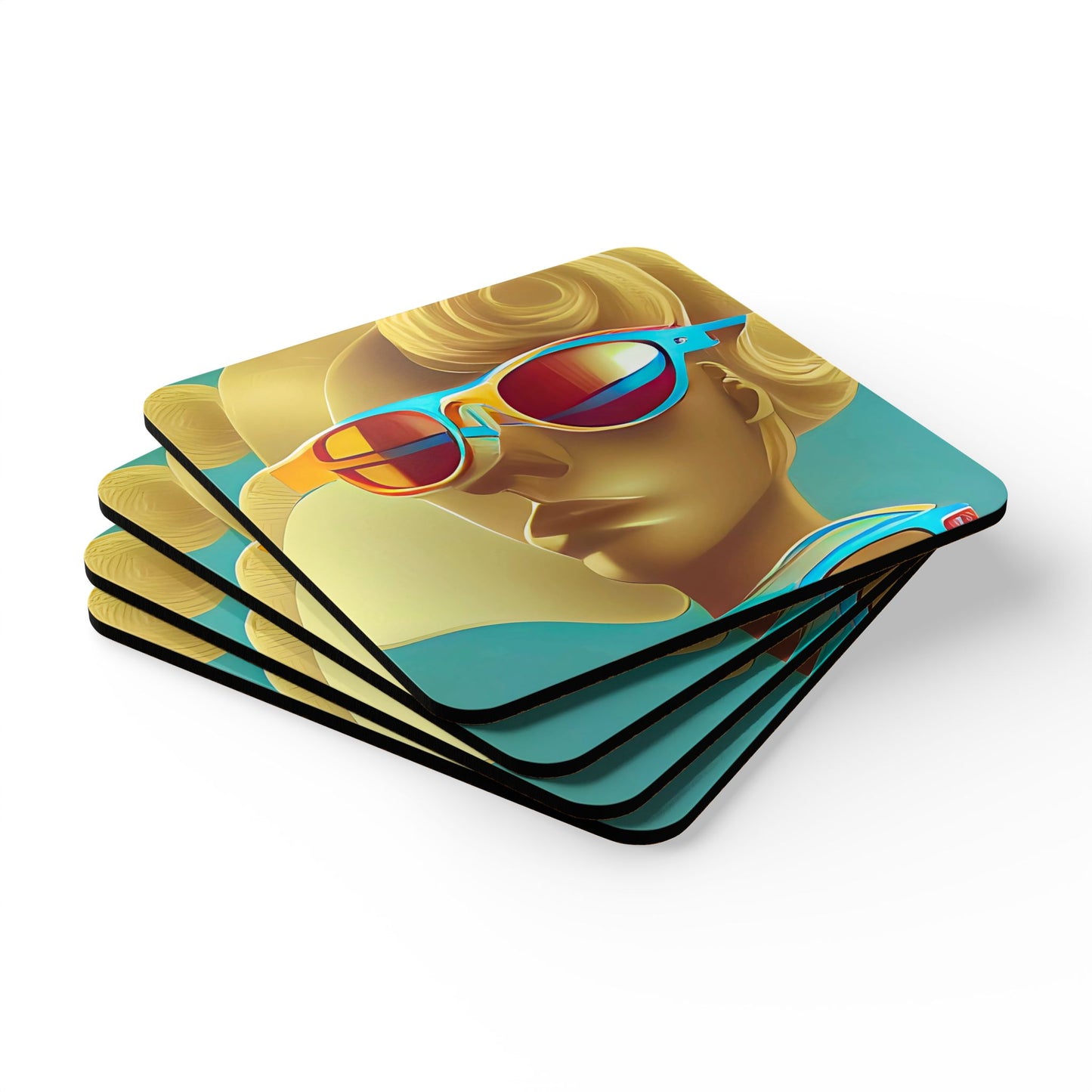 Retro Cool Blue - Cork Back Coaster Set - iSAW Company