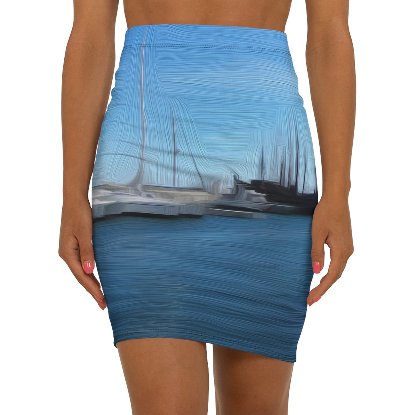 The Sleeping Yachts (at Morning) - Womens Pencil Skirt - iSAW Company