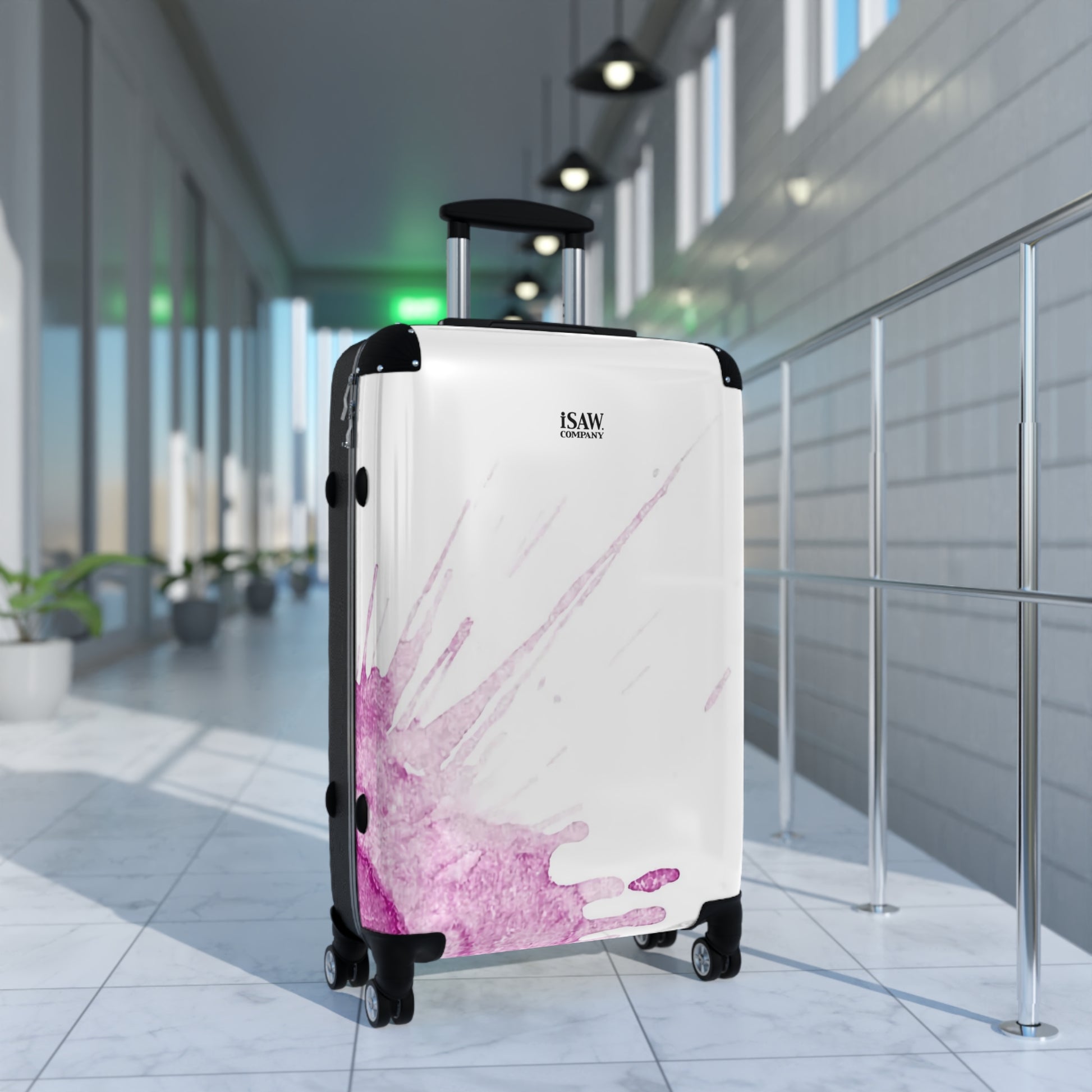 Watercolour Pink Splash - Hard - Shell Suitcase - iSAW Company