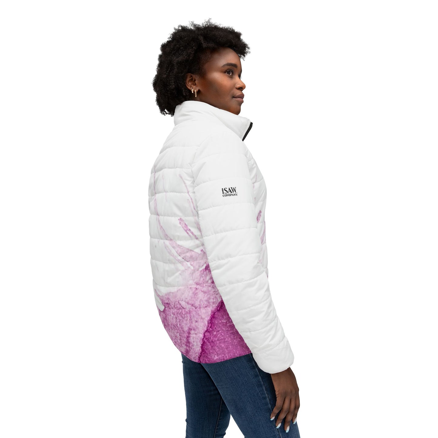 Watercolour Pink Splash - Womens Puffer Jacket - iSAW Company