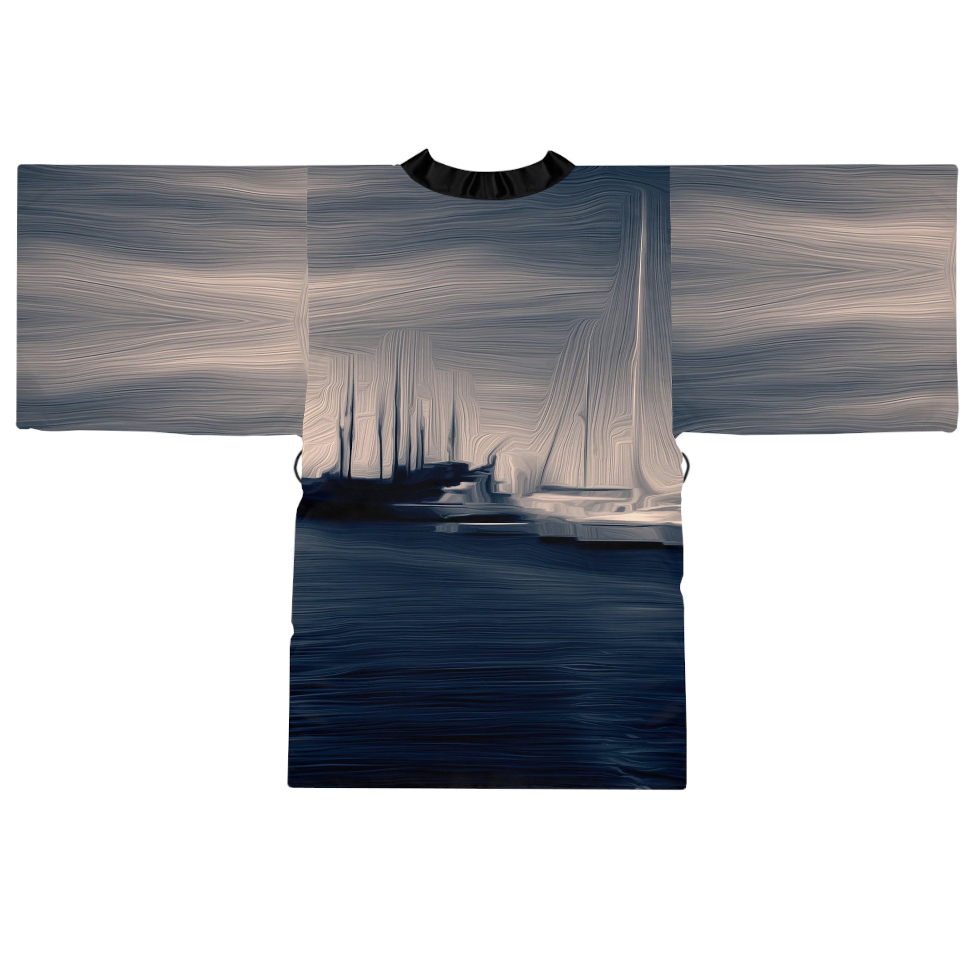 The Sleeping Yachts (at Sunrise) - Womens Long Sleeve Kimono Robe - iSAW Company
