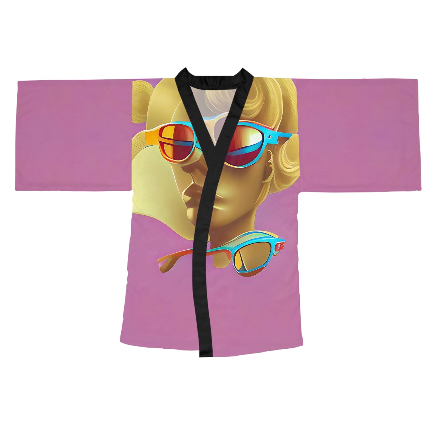 Retro Cool Pink - Womens Long Sleeve Kimono Robe - iSAW Company