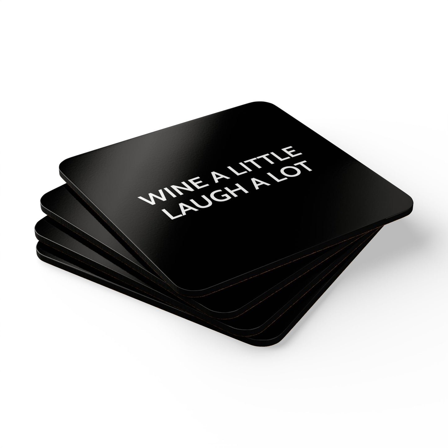 Wine A Little Laugh A Lot - Black Cork Back Coaster Set - iSAW Company