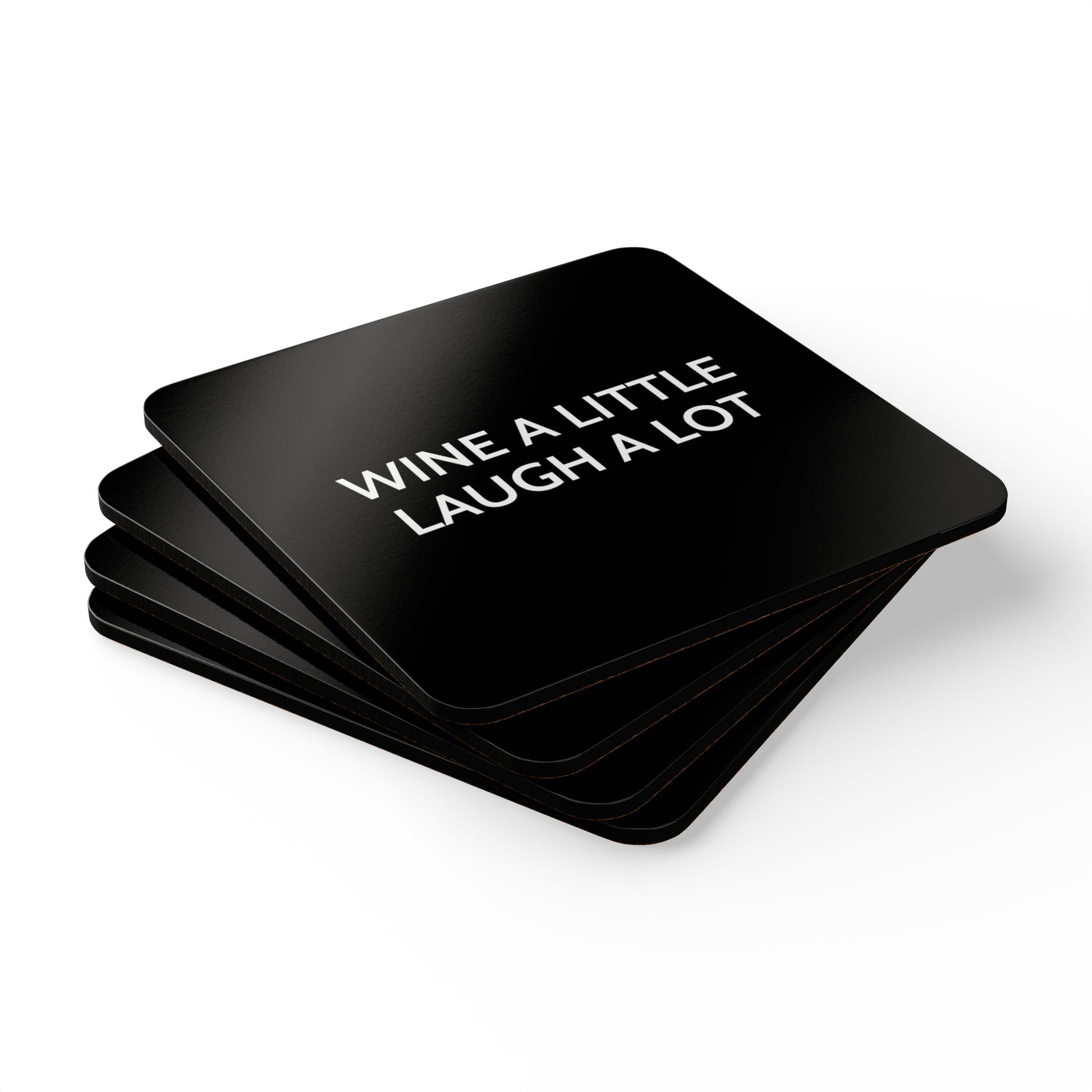 Wine A Little Laugh A Lot - Black Cork Back Coaster Set - iSAW Company