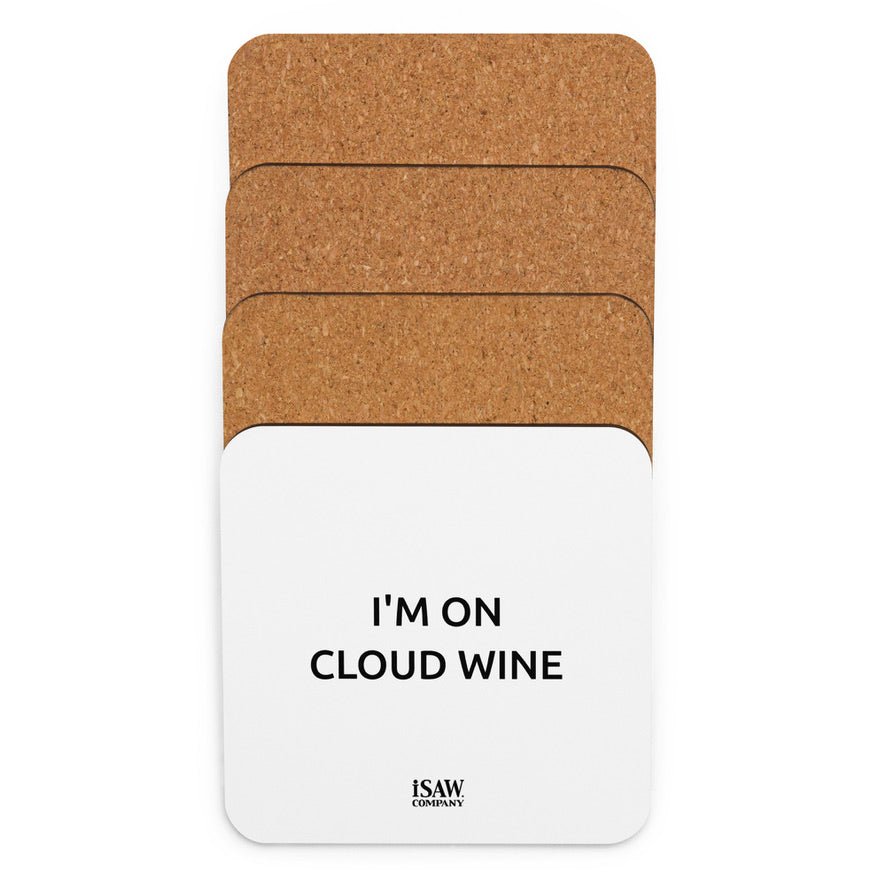 I'm On Cloud Wine - White Cork Back Coaster - iSAW Company