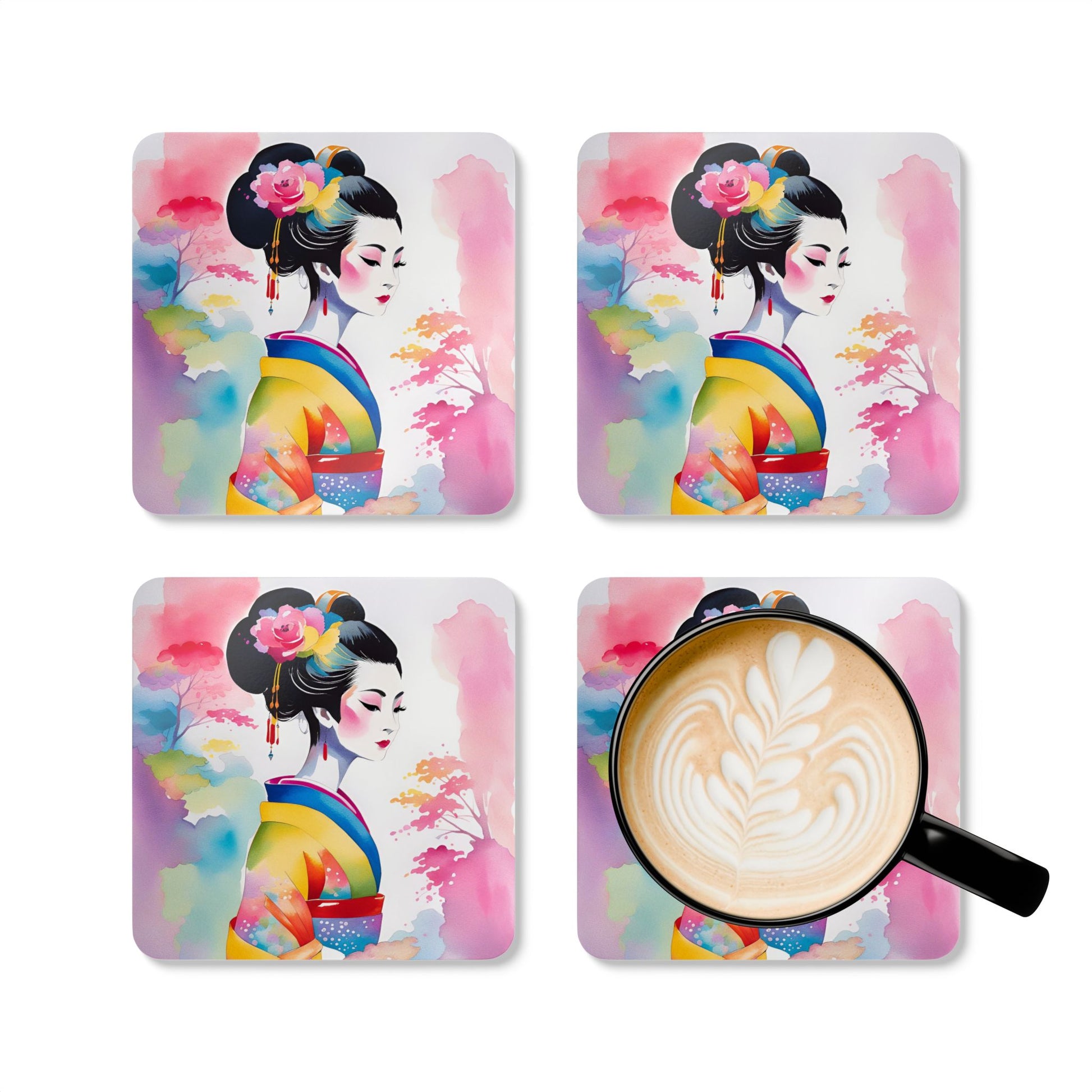 Geisha Girl - Cork Back Coaster Set - iSAW Company