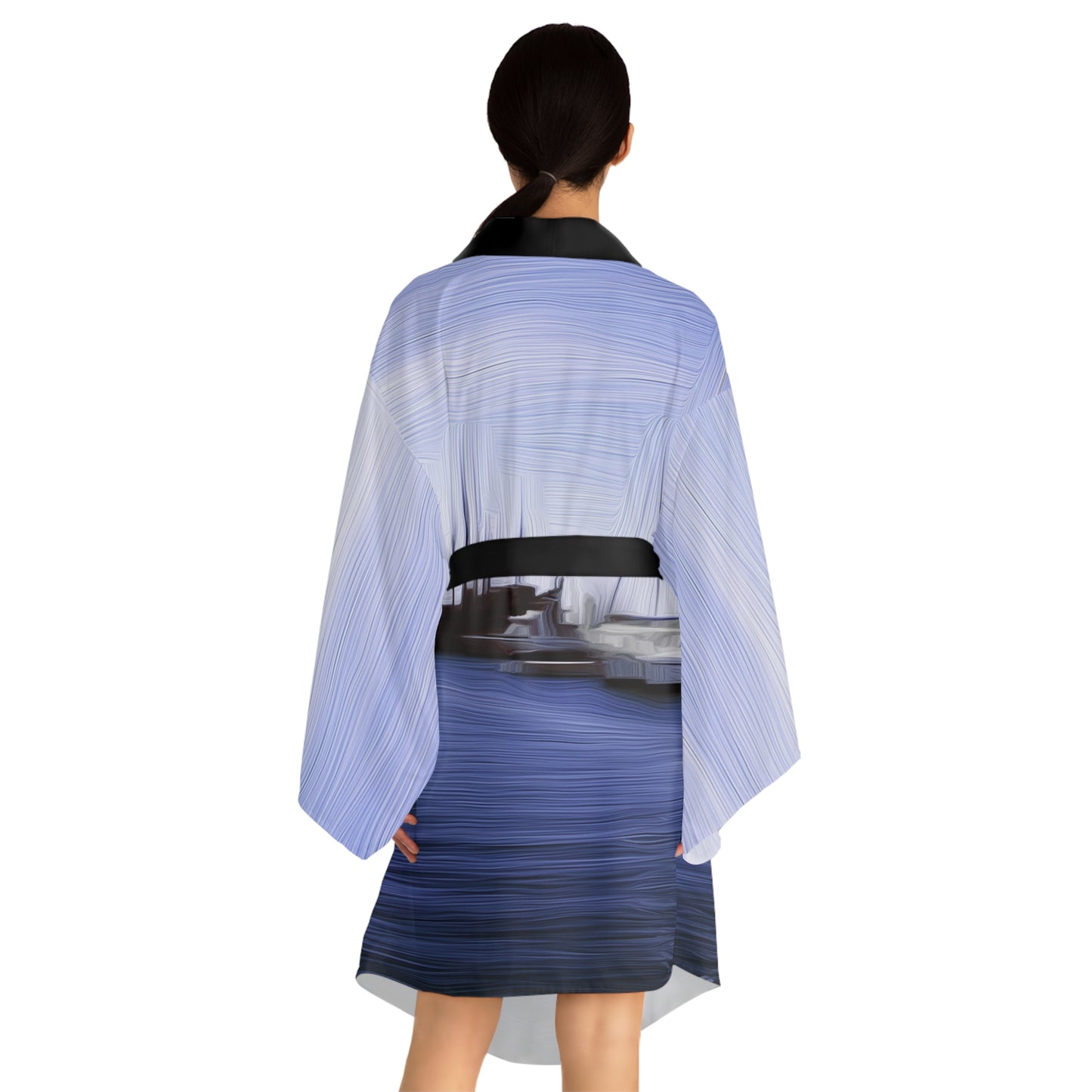 The Sleeping Yachts (at Afternoon) - Womens Long Sleeve Kimono Robe - iSAW Company