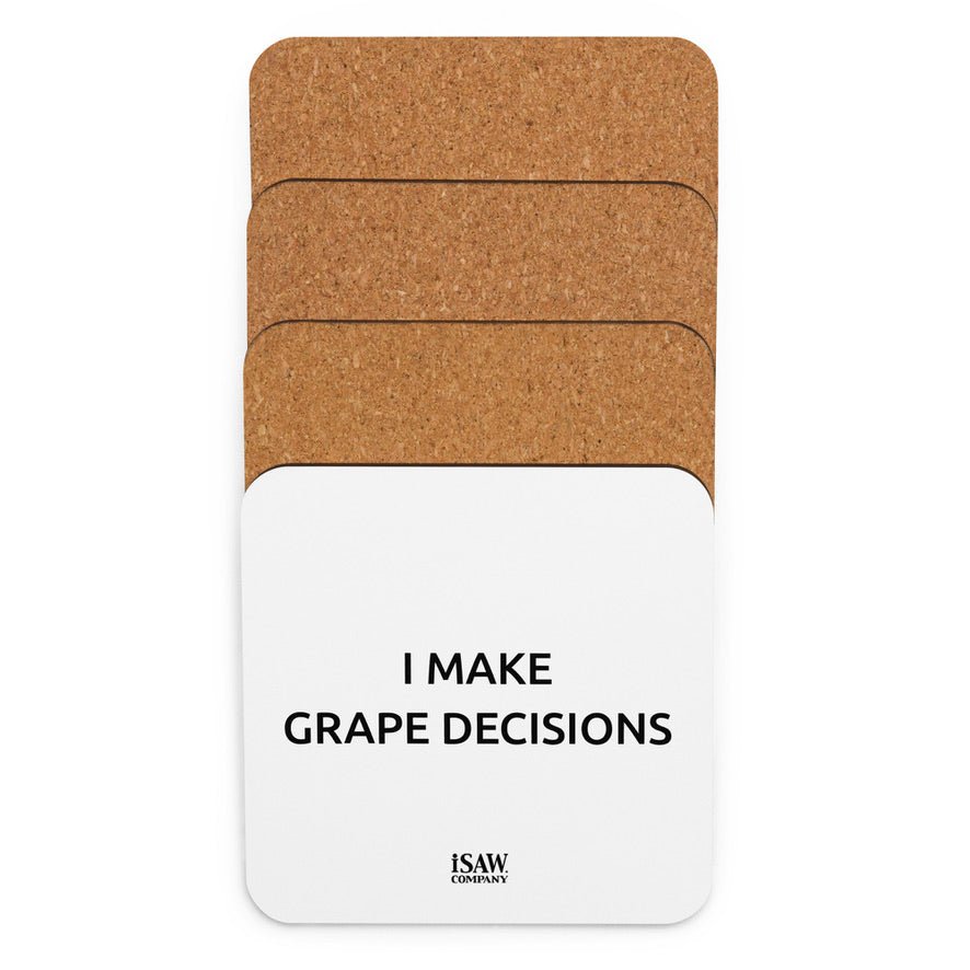 I Make Grape Decisions - White Cork Back Coaster - iSAW Company
