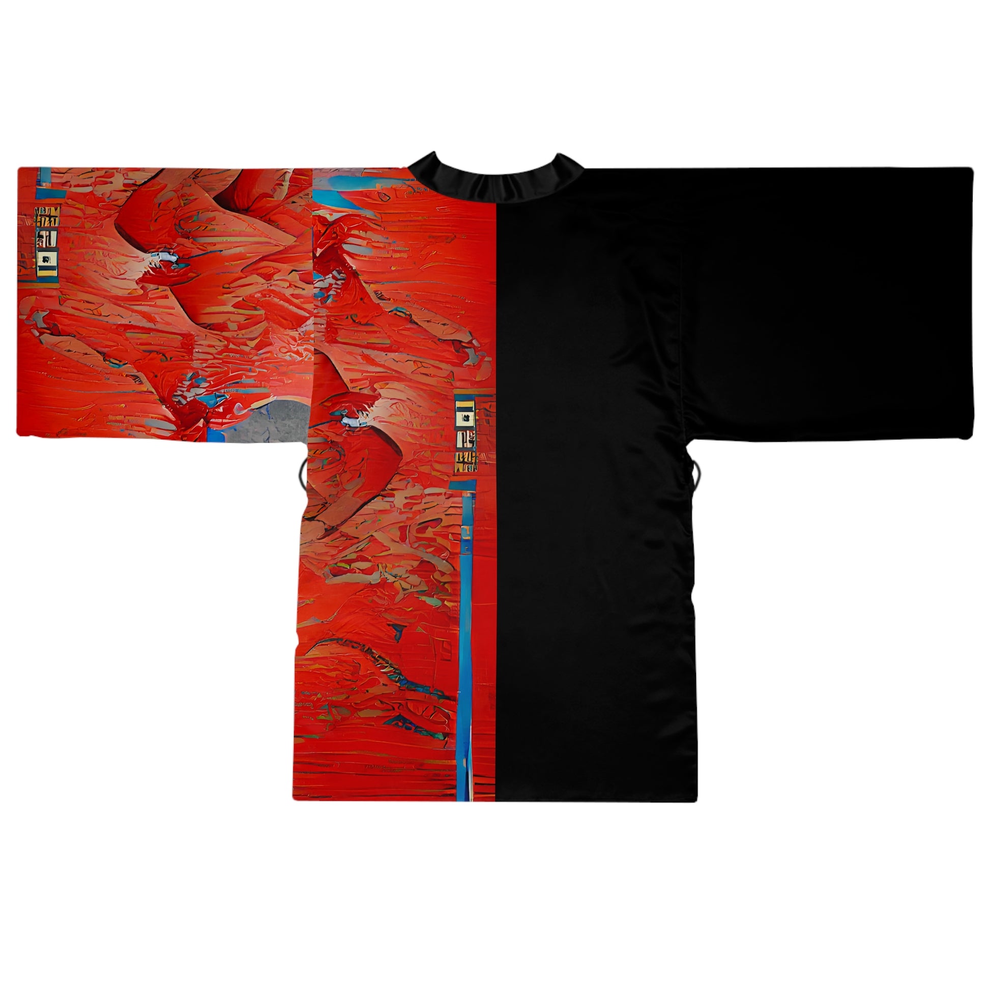 Half Black Half Hónghǎi - Womens Long Sleeve Kimono Robe - iSAW Company