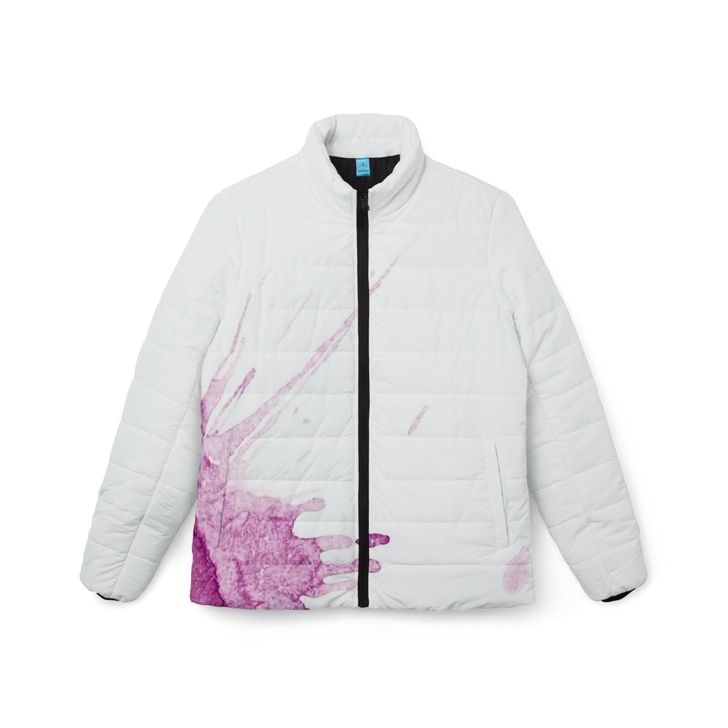 Watercolour Pink Splash - Womens Puffer Jacket - iSAW Company