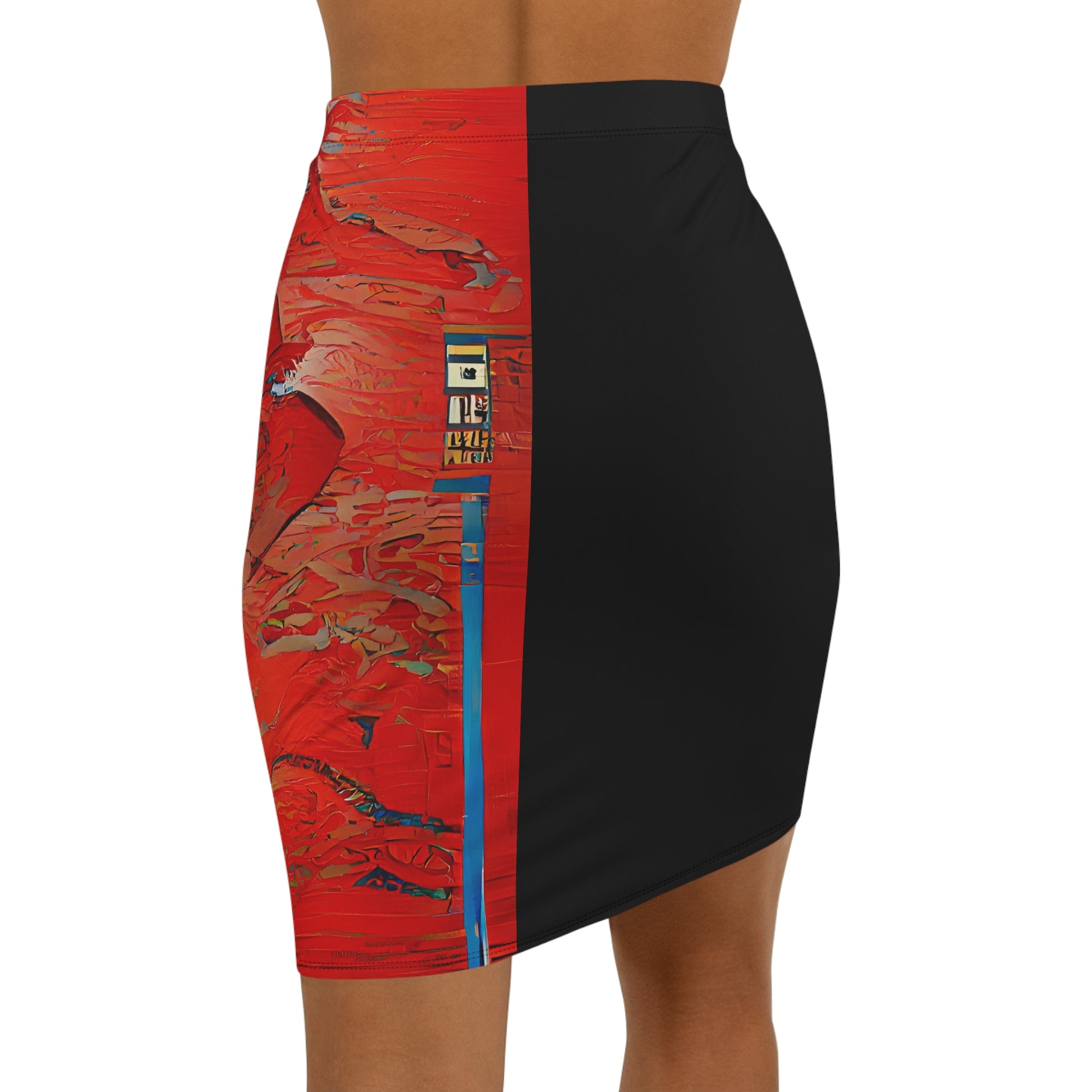 Half Black Half Hónghǎi - Womens Pencil Skirt - iSAW Company