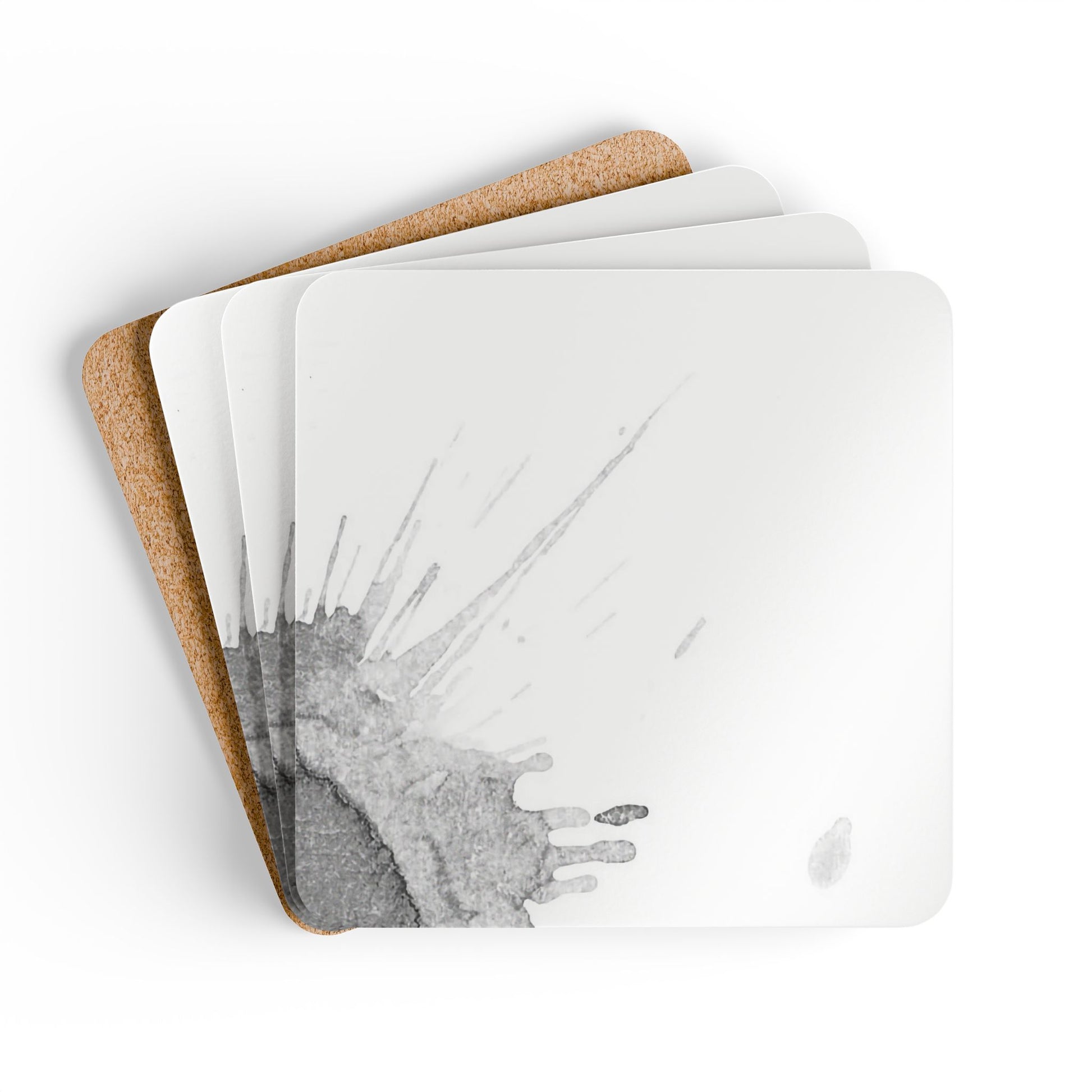 Watercolour Grey Splash - Cork Back Coaster Set - iSAW Company