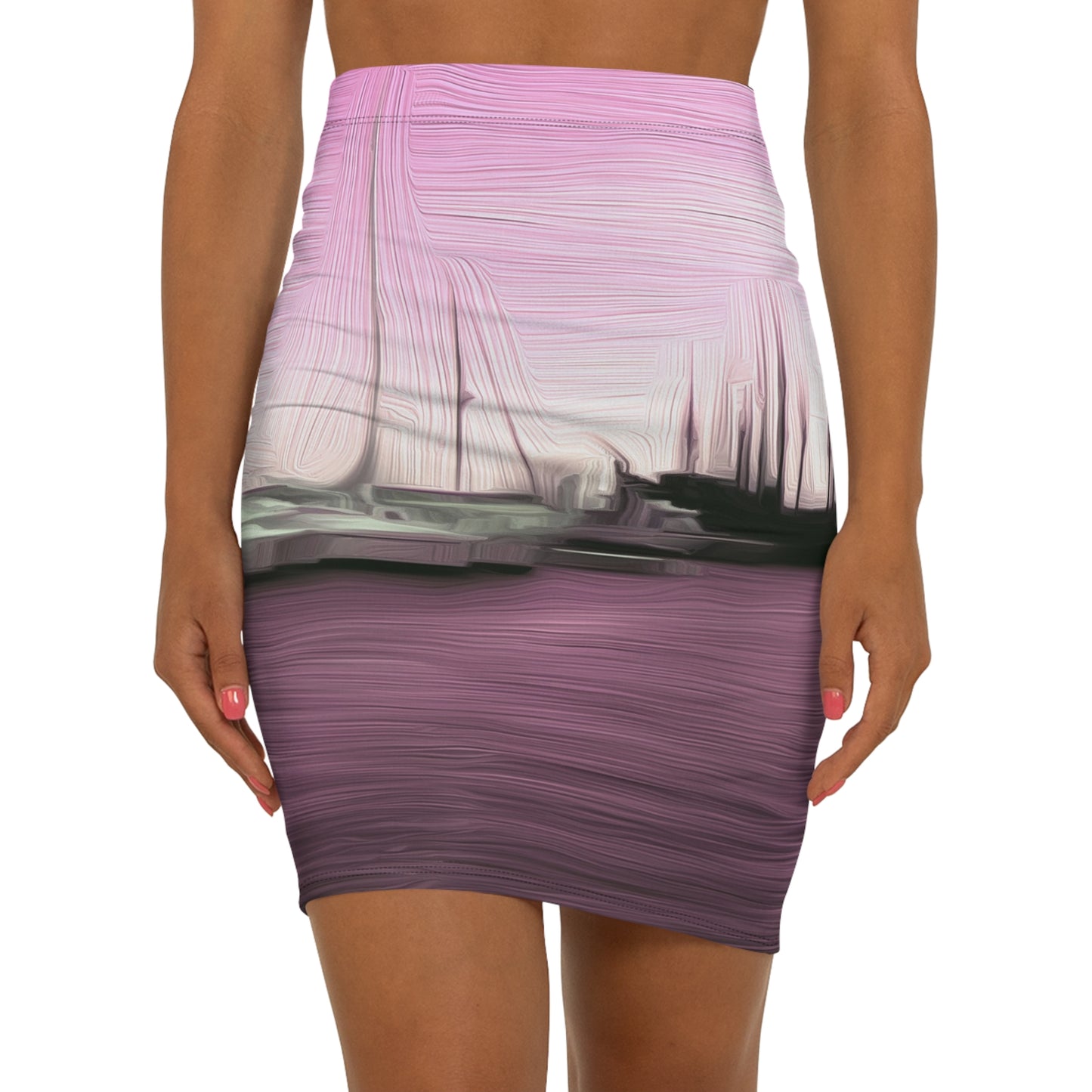 The Sleeping Yachts (at Evening) - Womens Pencil Skirt - iSAW Company