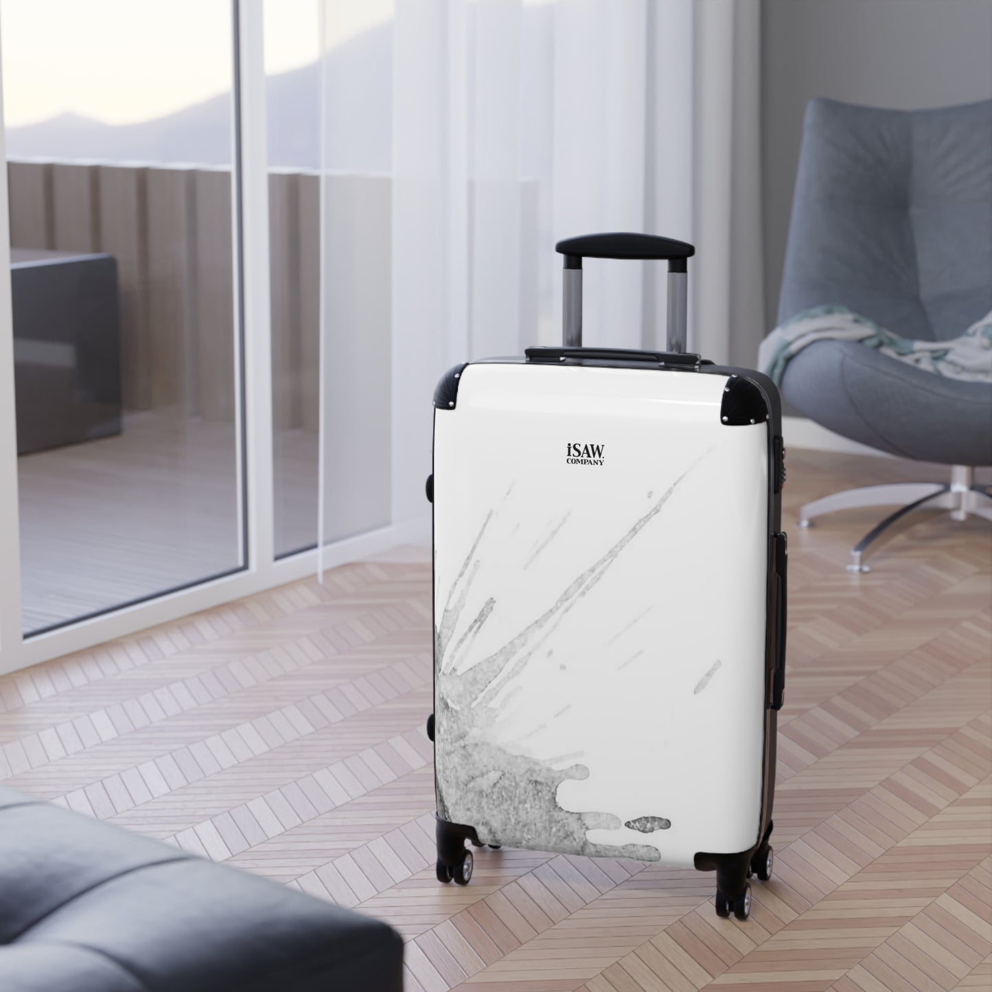 Watercolour Grey Splash - Hard - Shell Suitcase - iSAW Company