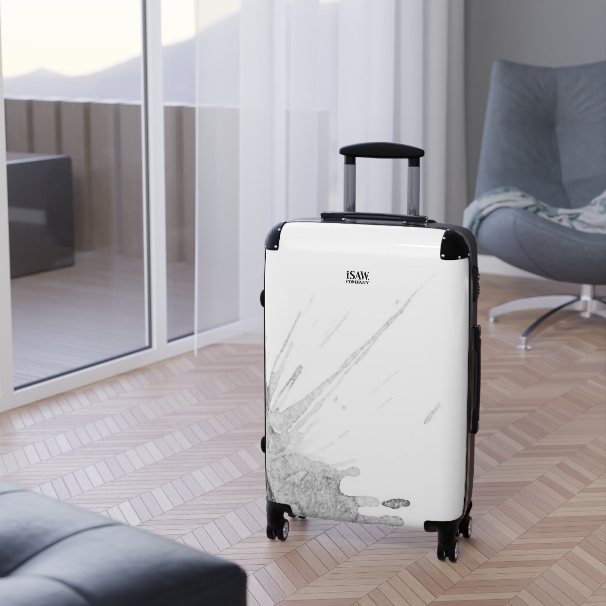Watercolour Grey Splash - Hard - Shell Suitcase - iSAW Company