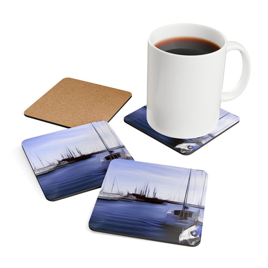 The Sleeping Yachts (at Afternoon) - Cork Back Coaster Set - iSAW Company