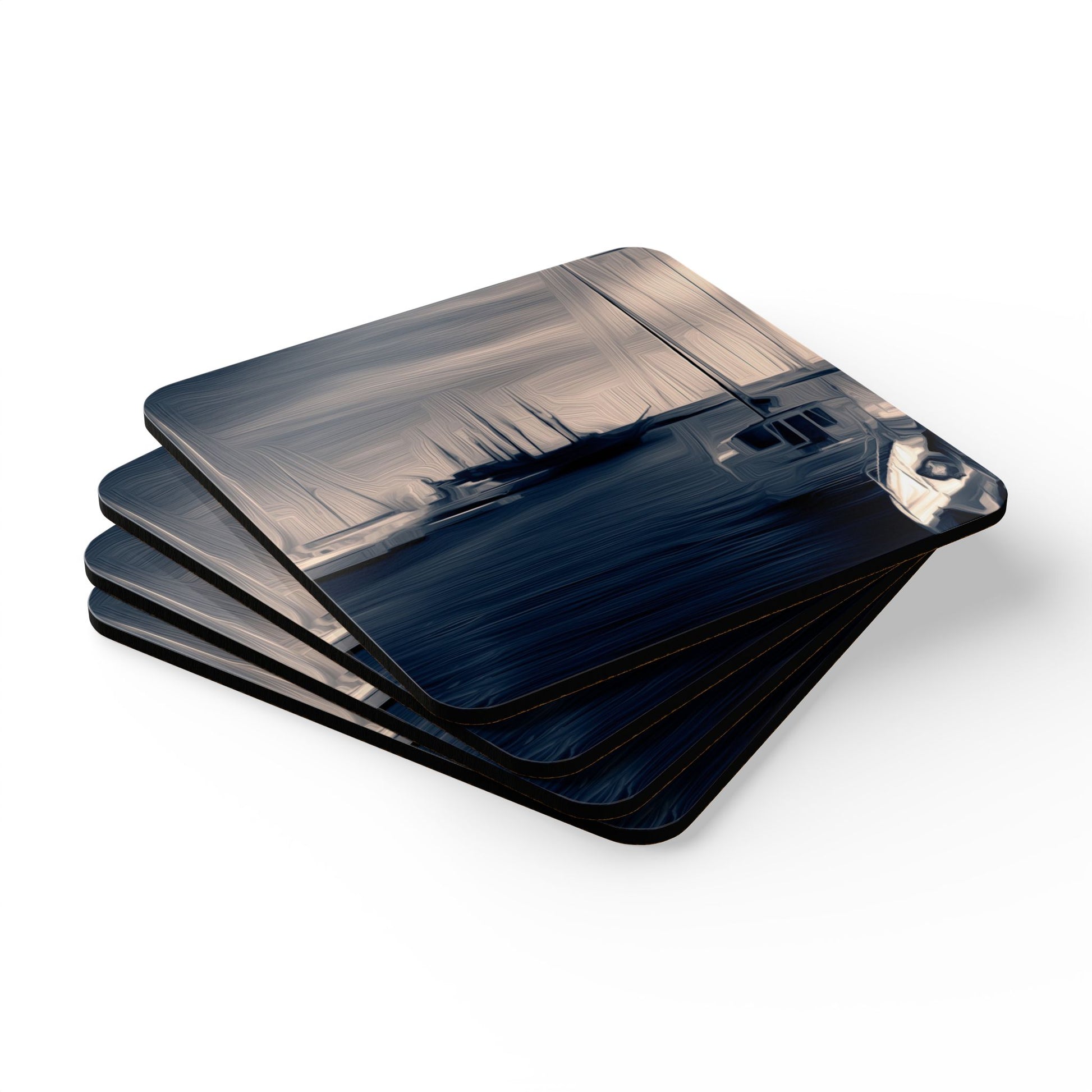 The Sleeping Yachts (at Sunrise) - Cork Back Coaster Set - iSAW Company