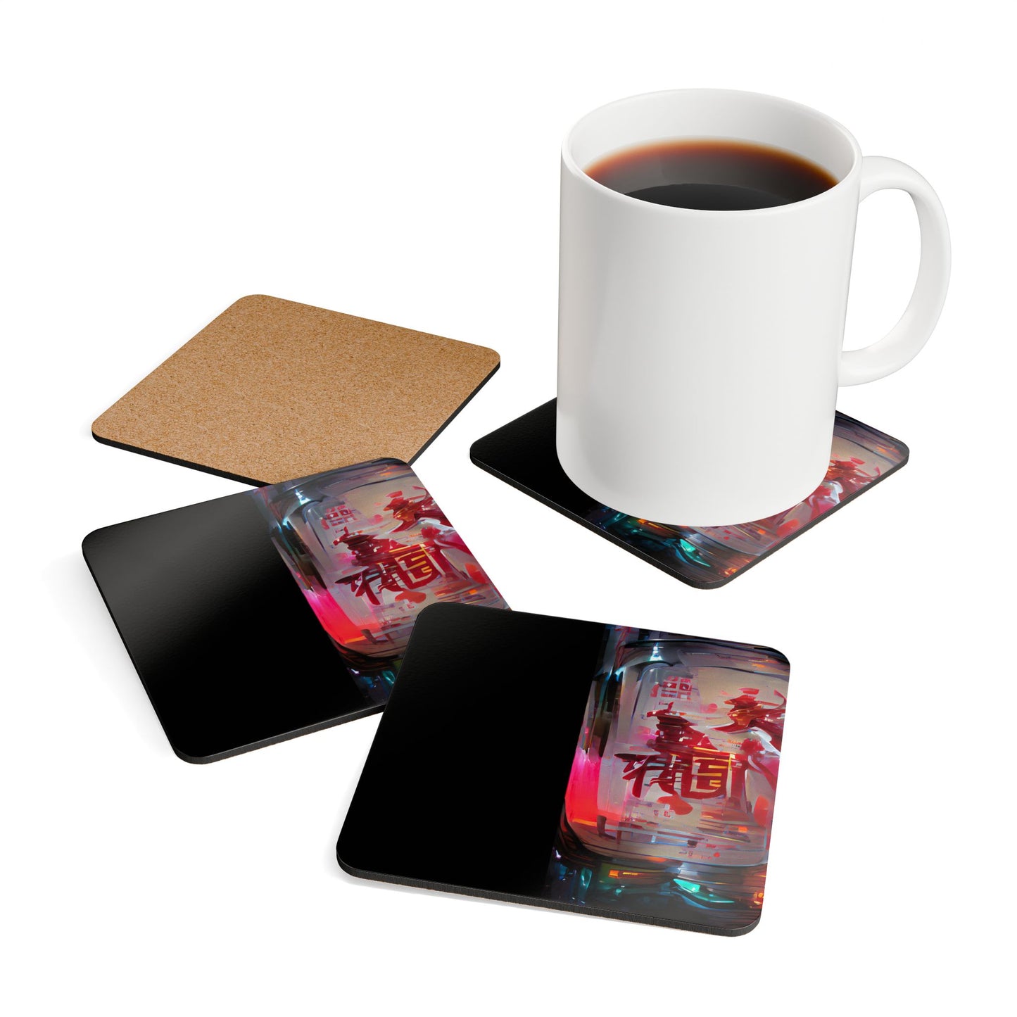 Half Black Half Báijiǔ - Cork Back Coaster Set - iSAW Company