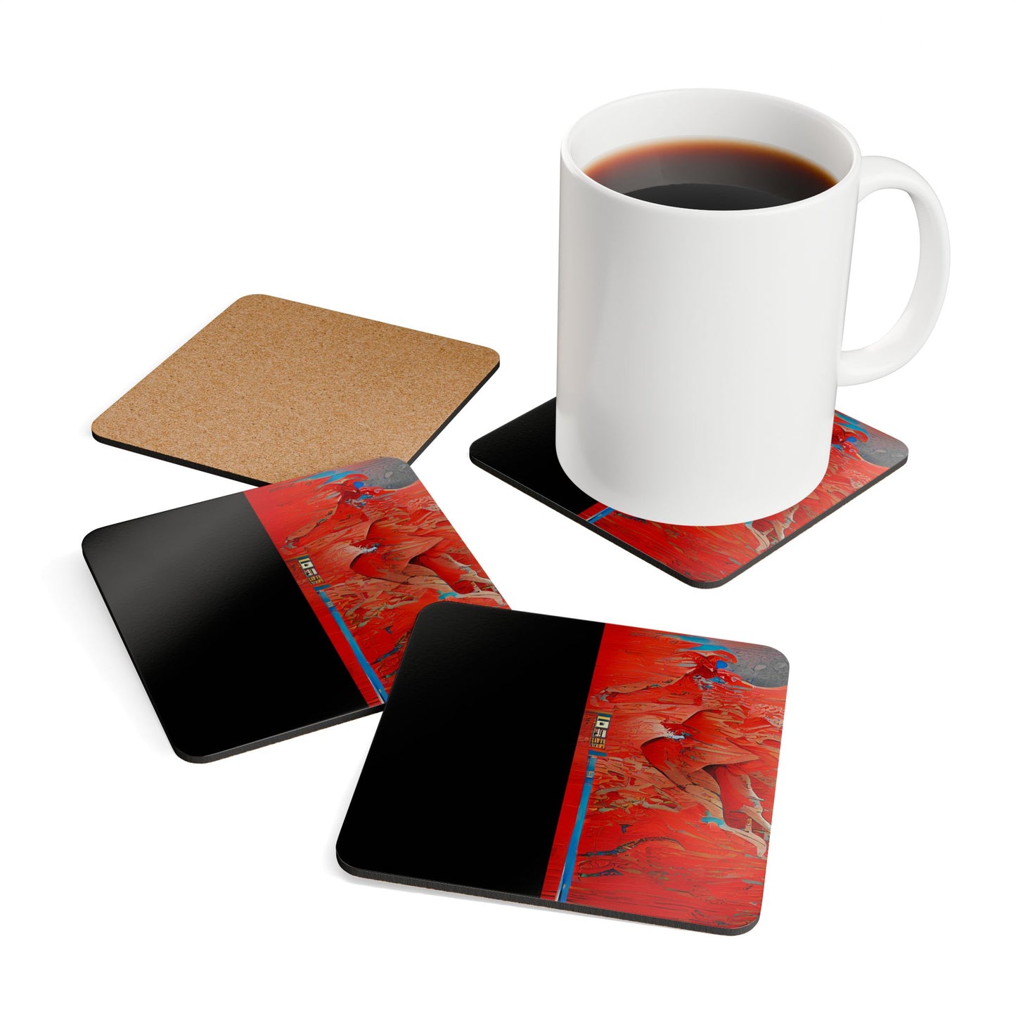 Half Black Half Hónghǎi - Cork Back Coaster Set - iSAW Company