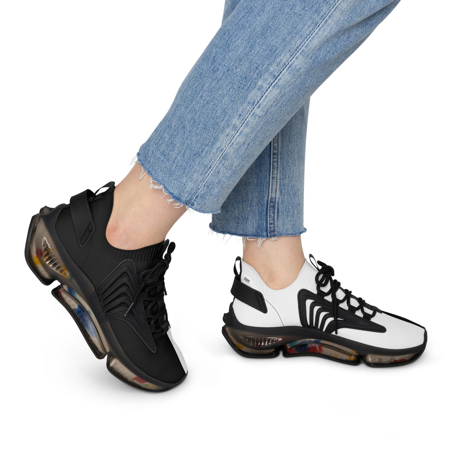 Half Black Half White - Womens Mesh Street Sneakers - iSAW Company