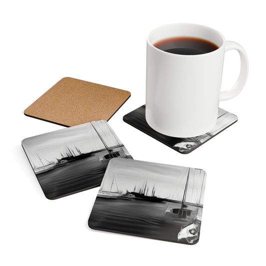 The Sleeping Yachts (at Night) - Cork Back Coaster Set - iSAW Company