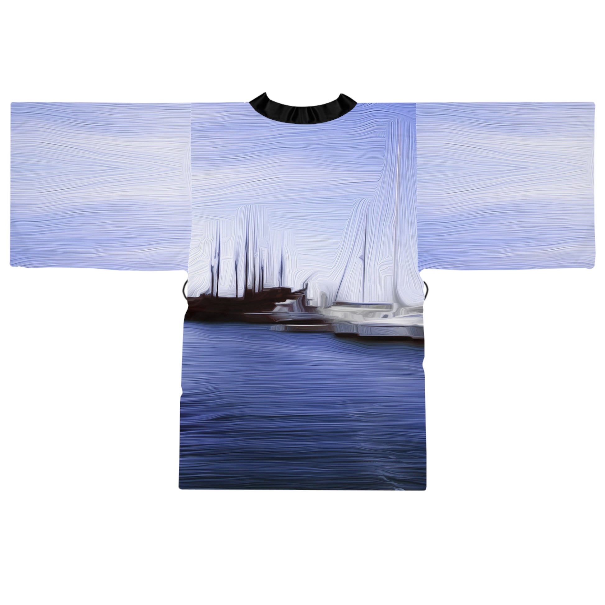 The Sleeping Yachts (at Afternoon) - Womens Long Sleeve Kimono Robe - iSAW Company