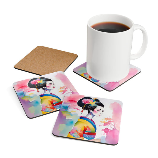 Geisha Girl - Cork Back Coaster Set - iSAW Company