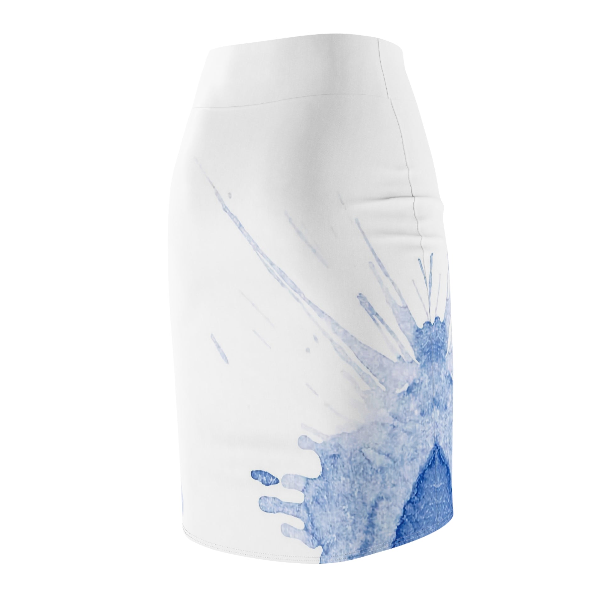 Watercolour Blue Splash - Womens Pencil Skirt - iSAW Company