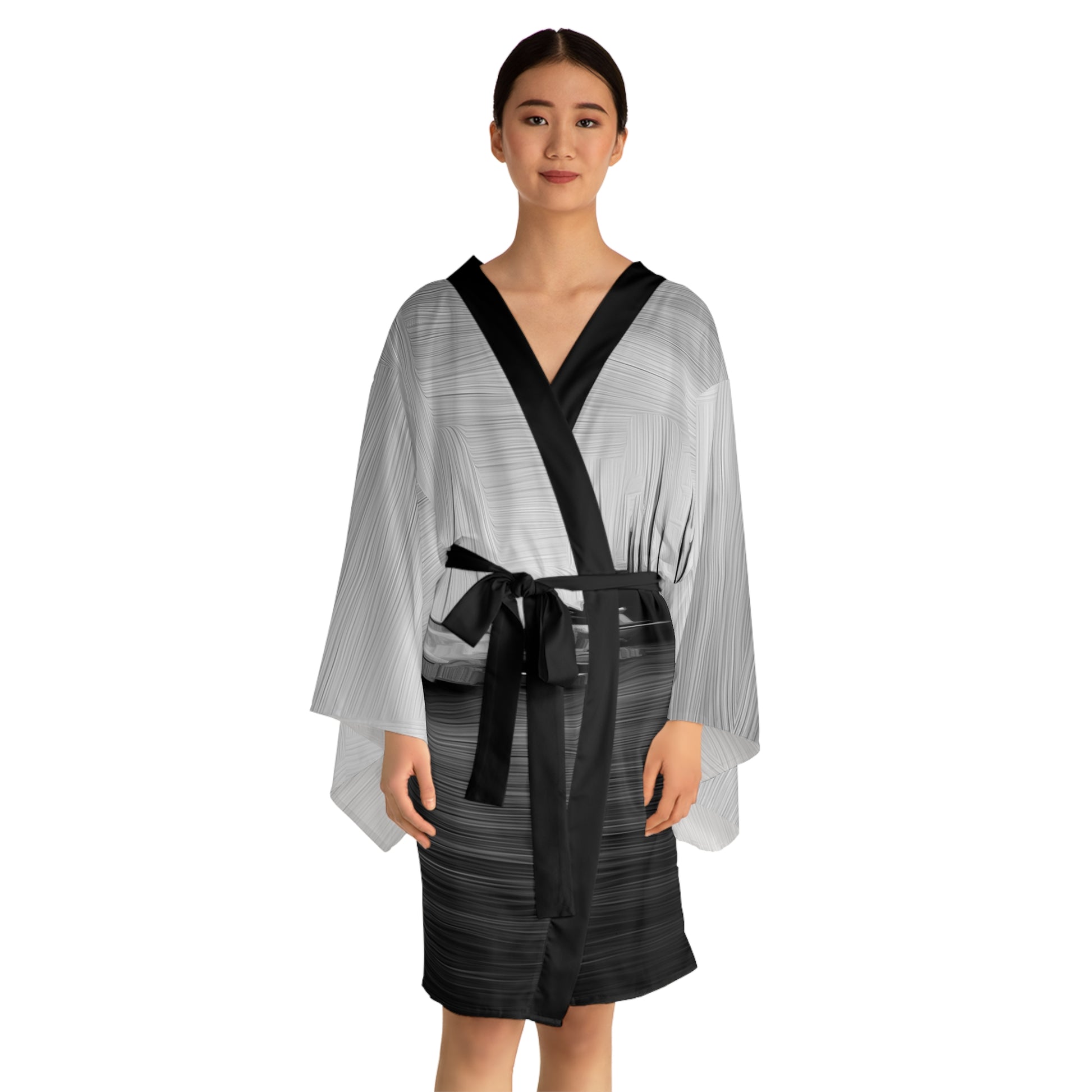 The Sleeping Yachts (at Night) - Womens Long Sleeve Kimono Robe - iSAW Company