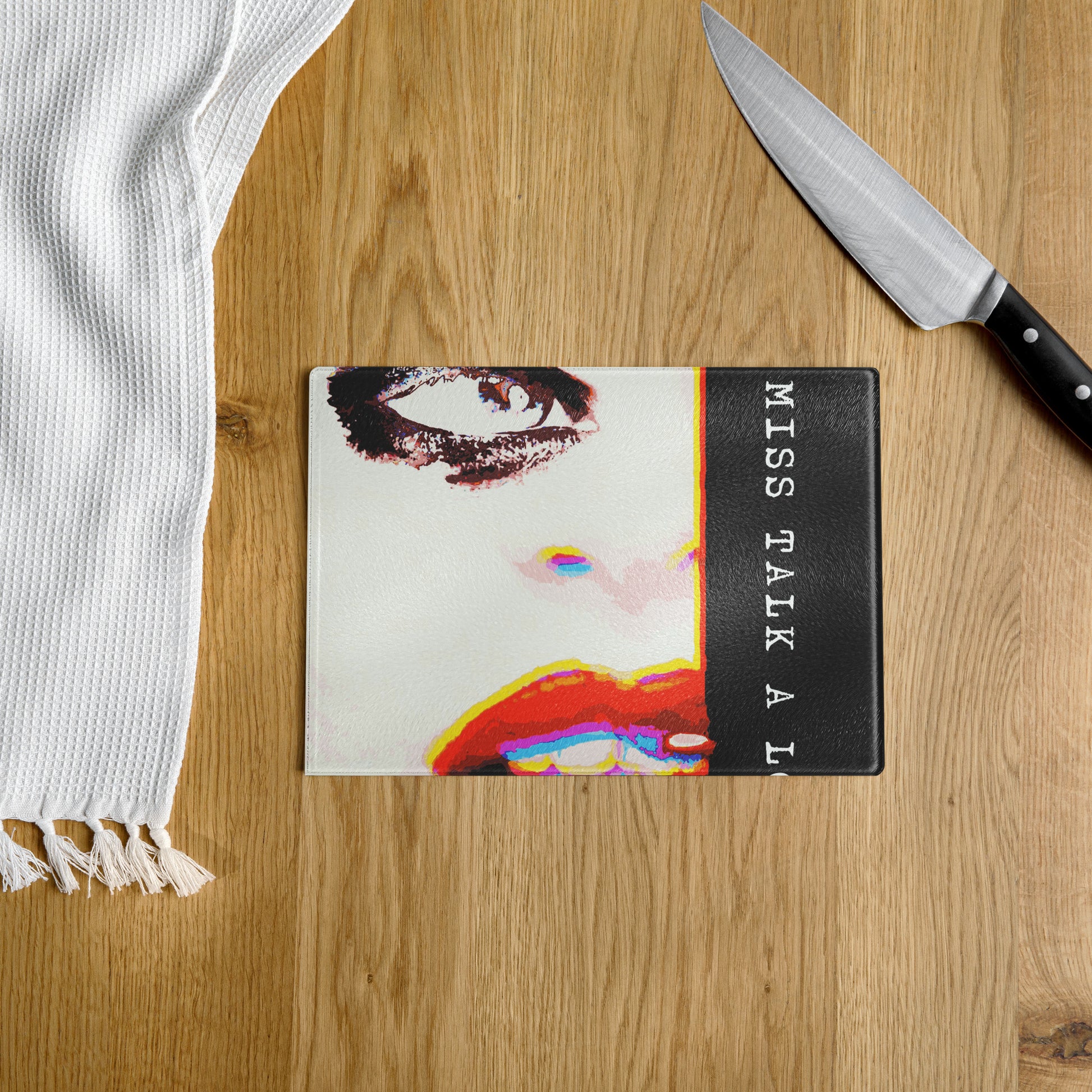 Miss Talk A Lot - Glass Cutting Board - iSAW Company