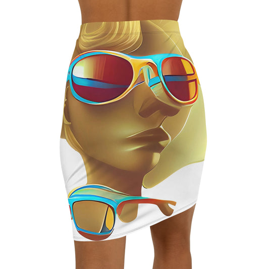 Retro Cool White - Womens Pencil Skirt - iSAW Company