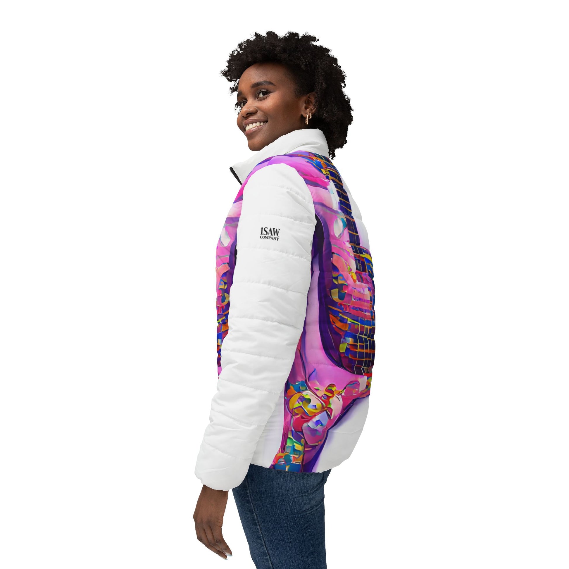 Hippie Guitar - Womens Puffer Jacket - iSAW Company