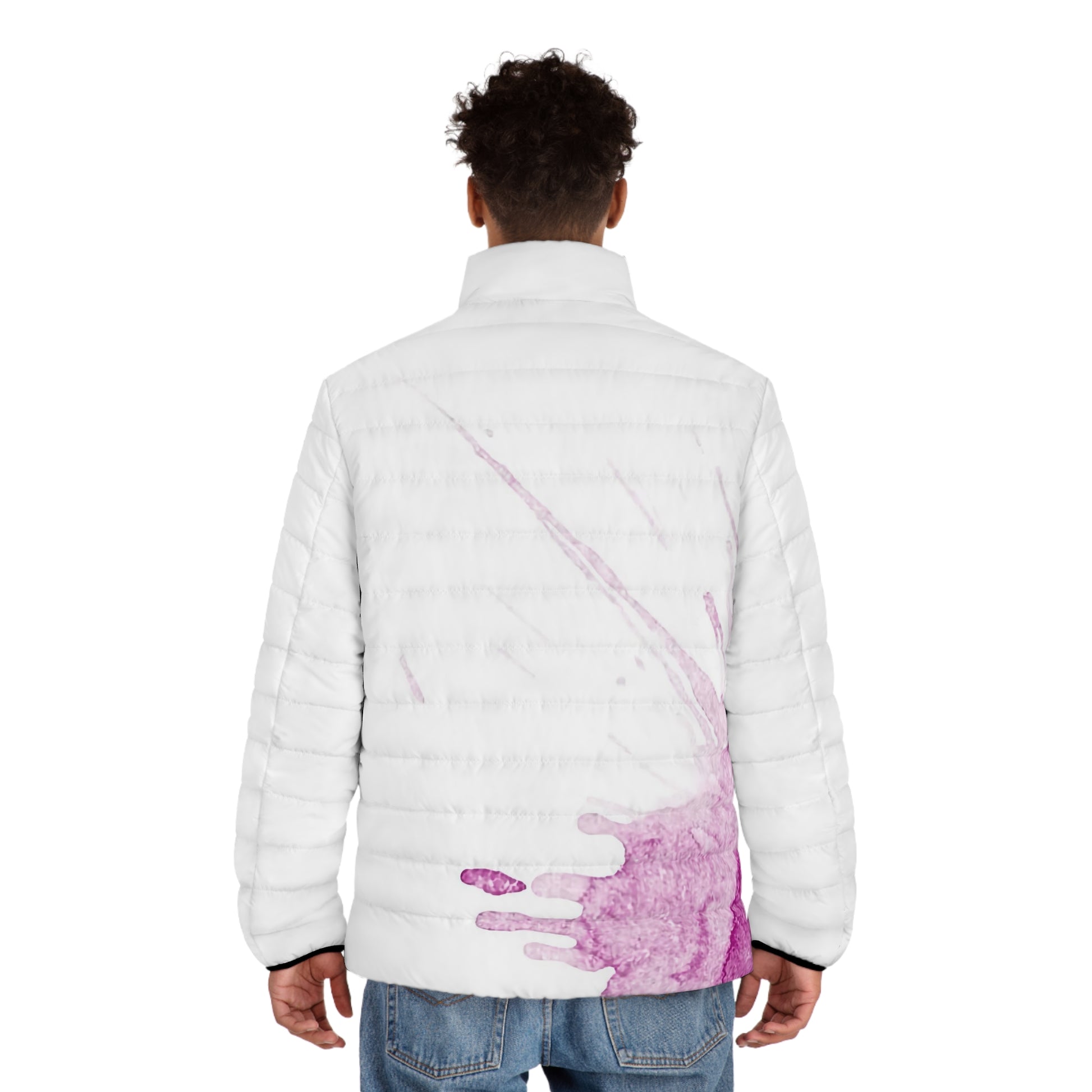 Watercolour Pink Splash - Mens Puffer Jacket - iSAW Company