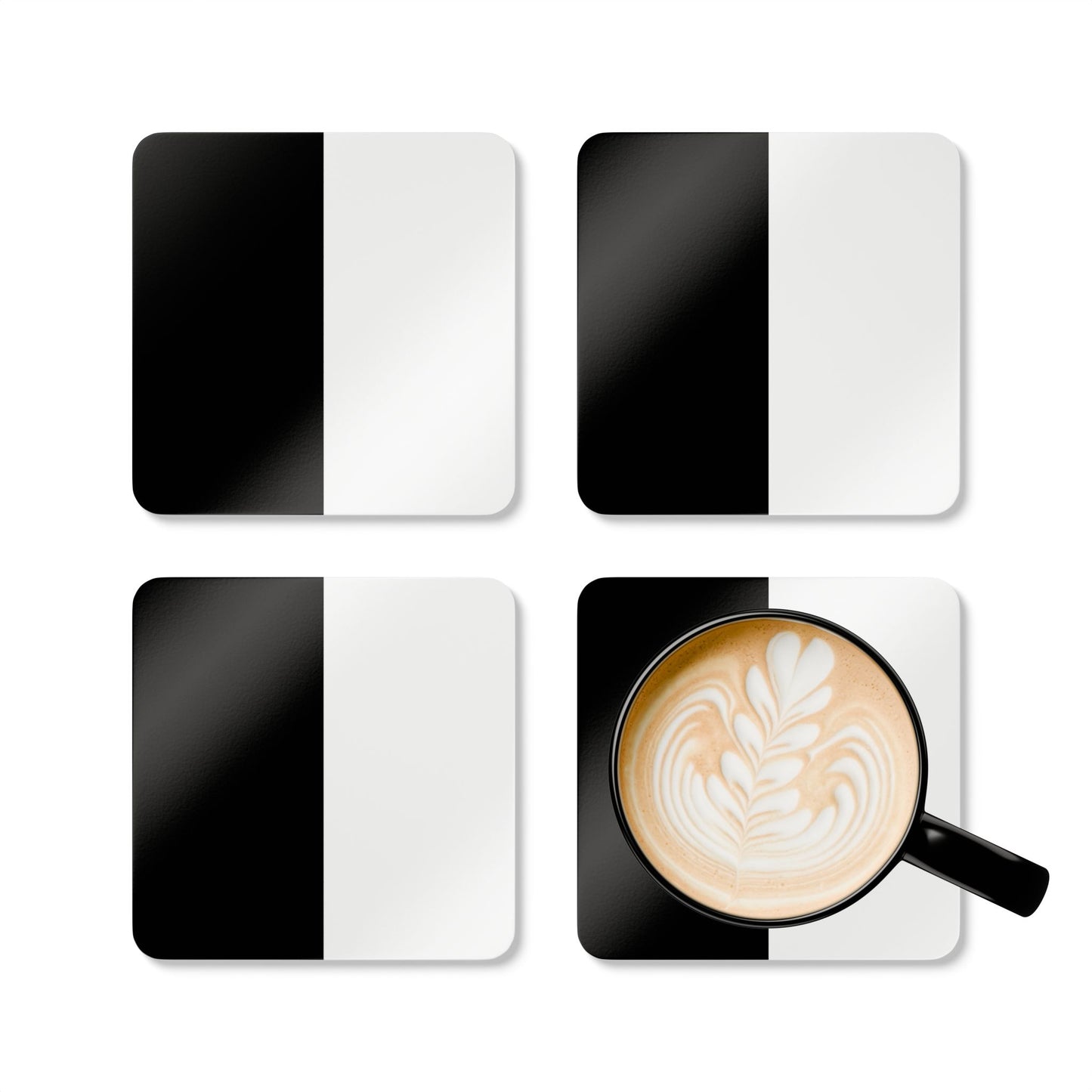 Half Black Half White - Cork Back Coaster Set - iSAW Company