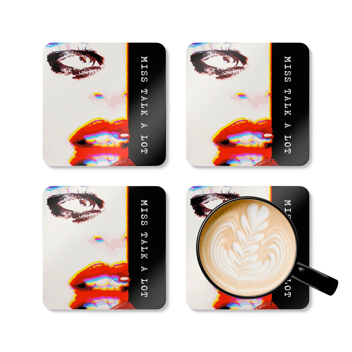 Miss Talk A Lot - Cork Back Coaster Set - iSAW Company