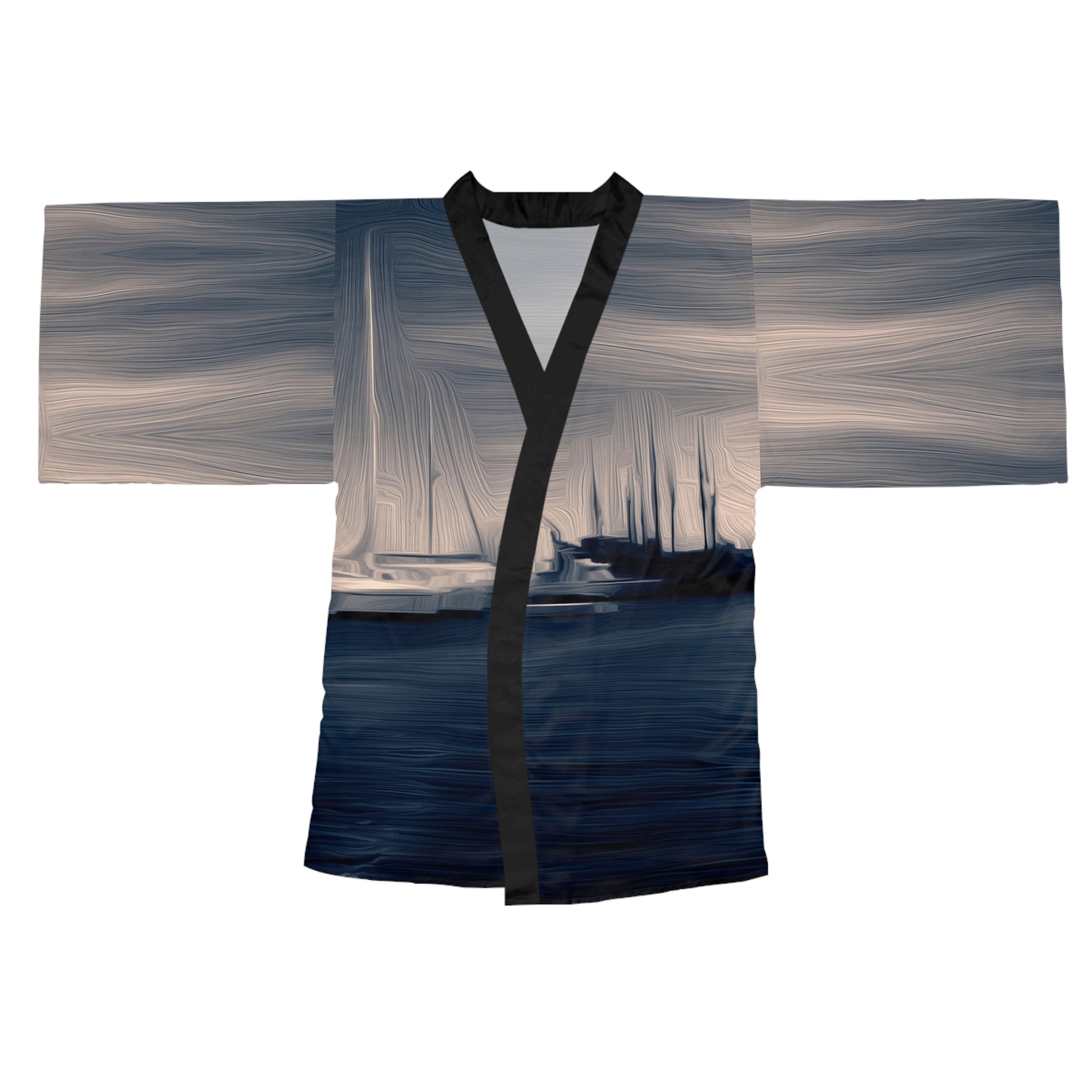 The Sleeping Yachts (at Sunrise) - Womens Long Sleeve Kimono Robe - iSAW Company