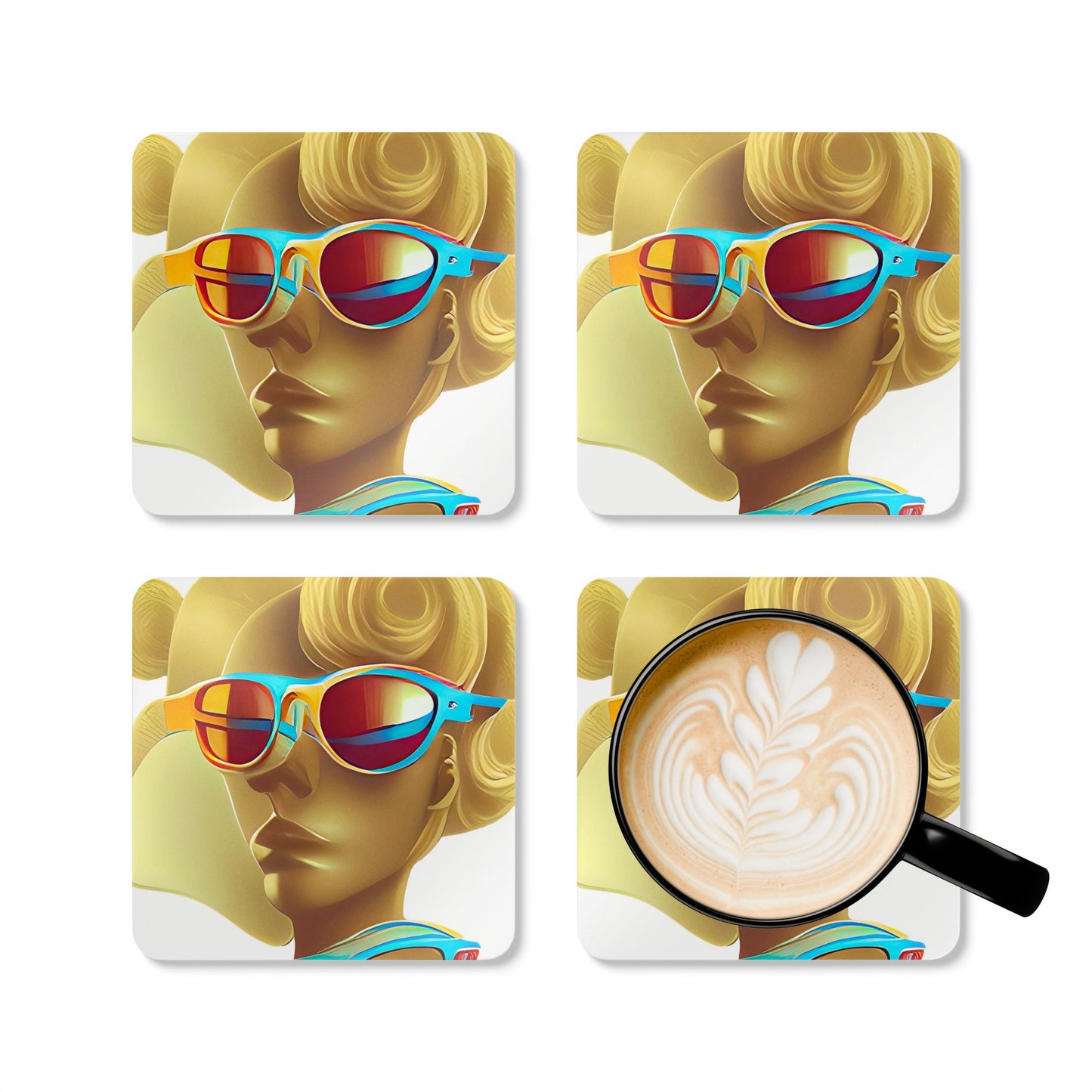 Retro Cool White - Cork Back Coaster Set - iSAW Company