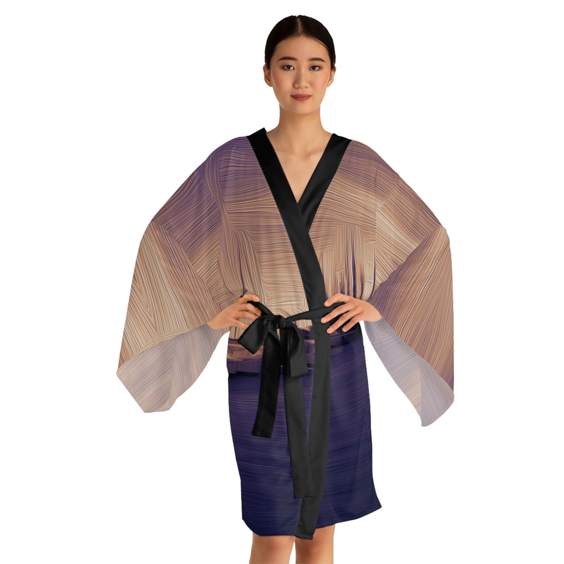 The Sleeping Yachts (at Sunset) - Womens Long Sleeve Kimono Robe - iSAW Company